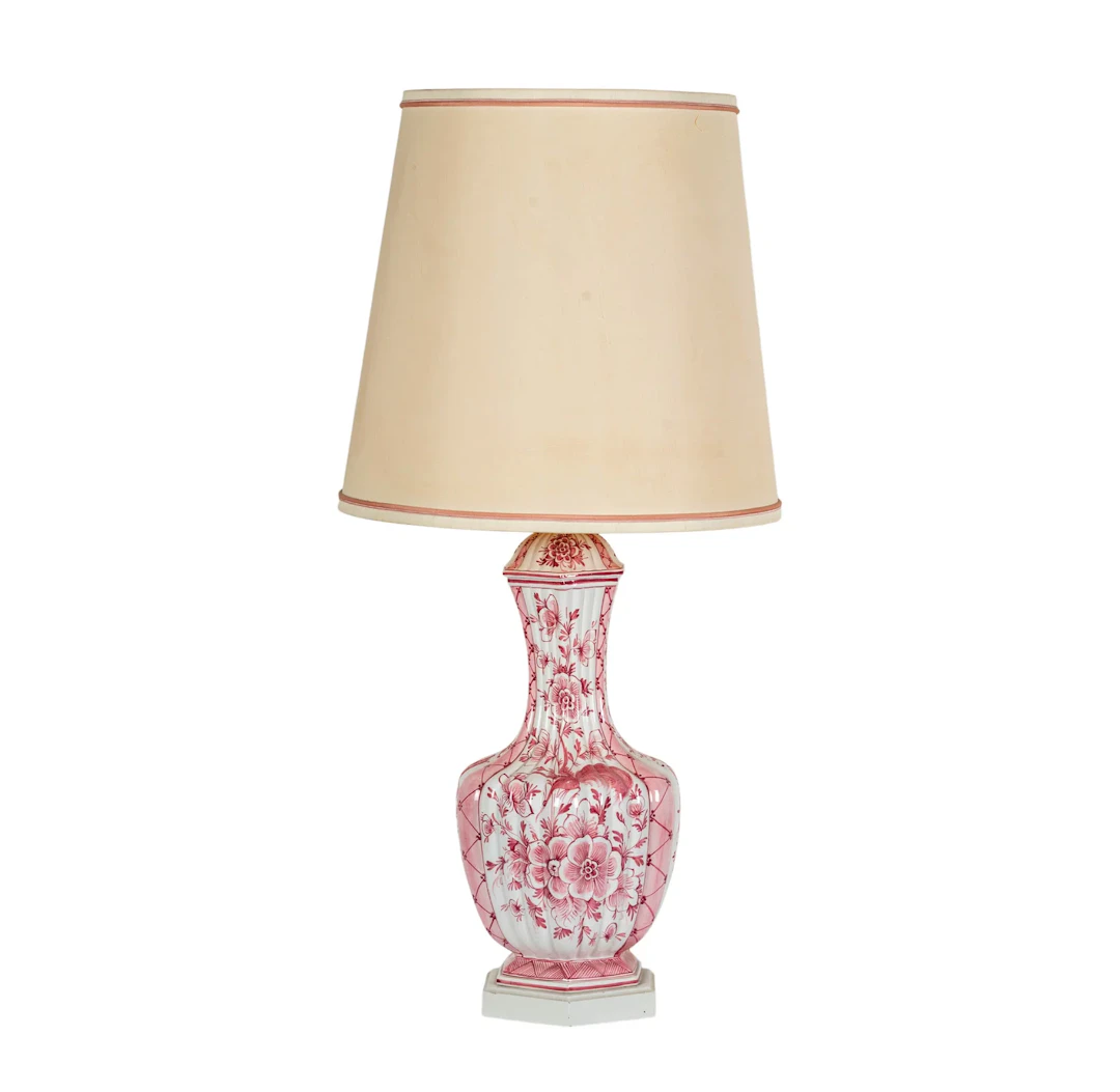 Delft Pink Porcelain Table Lamp