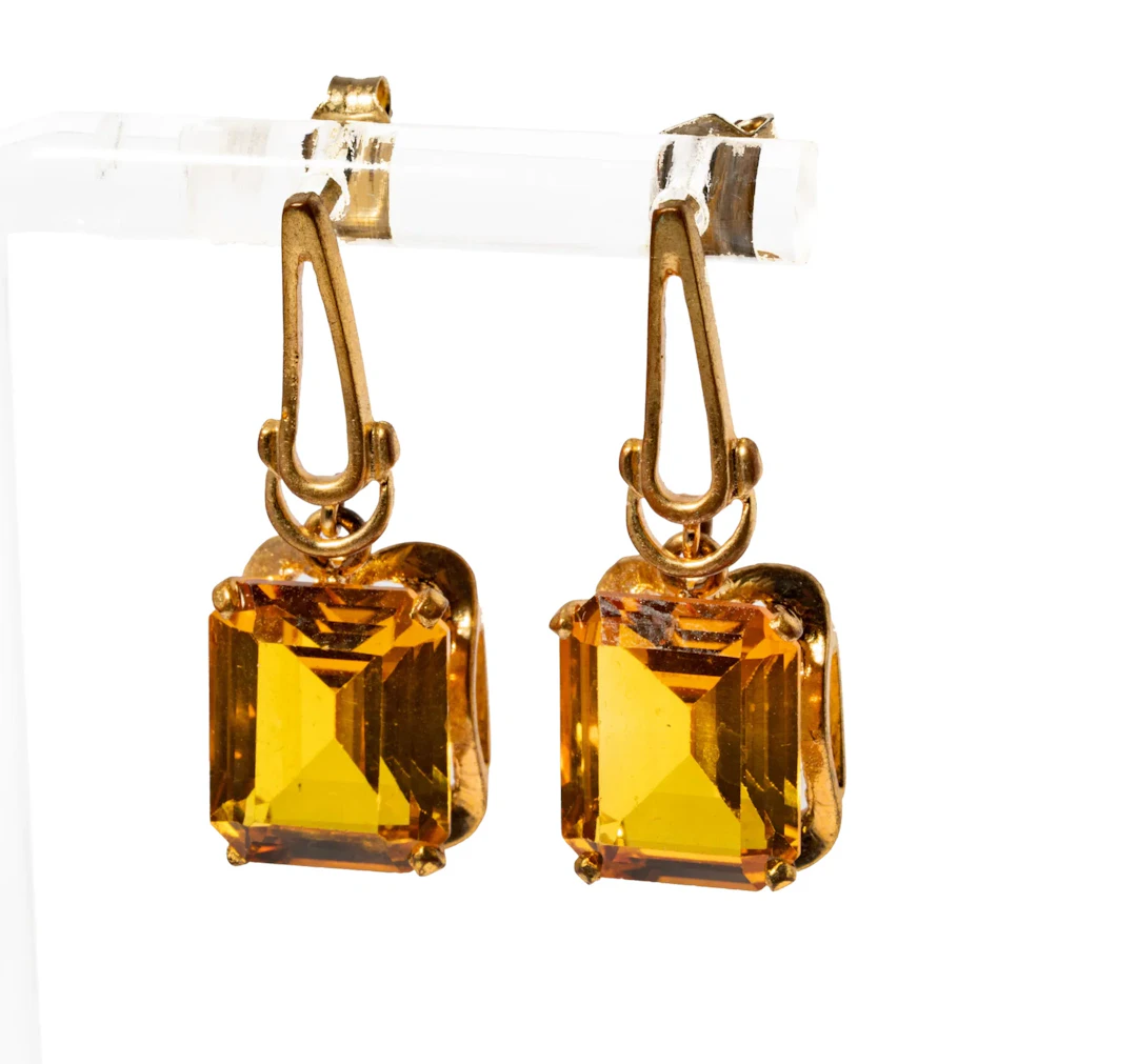 14 Karat Yellow Gold Citrine Earrings
