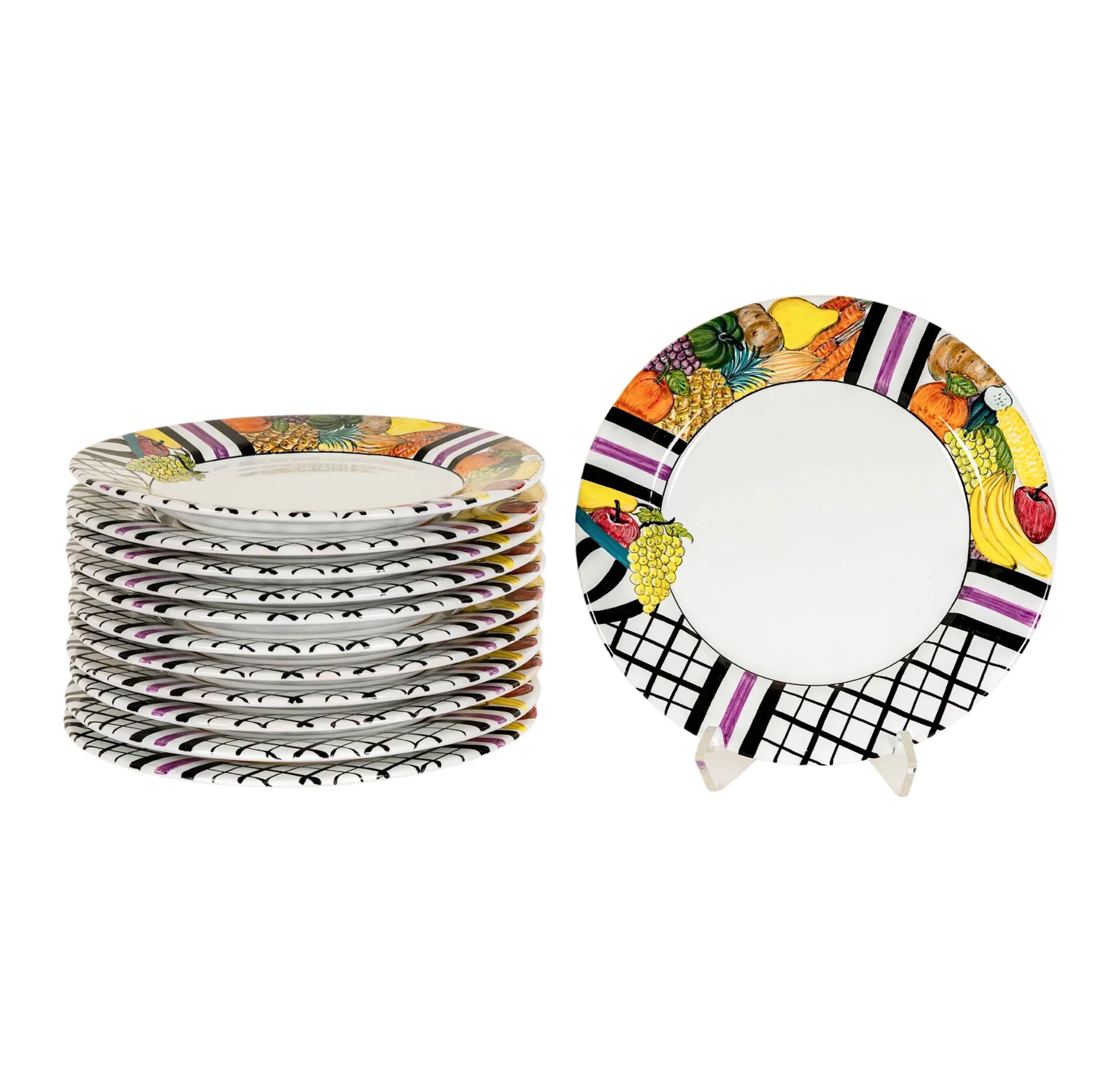 Julie Borbridge for Grazia Deruta, Set of Twelve Dinner Plates
