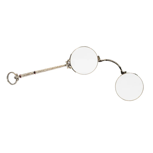 Art Deco Platinum Diamond and Ruby Lorgnette