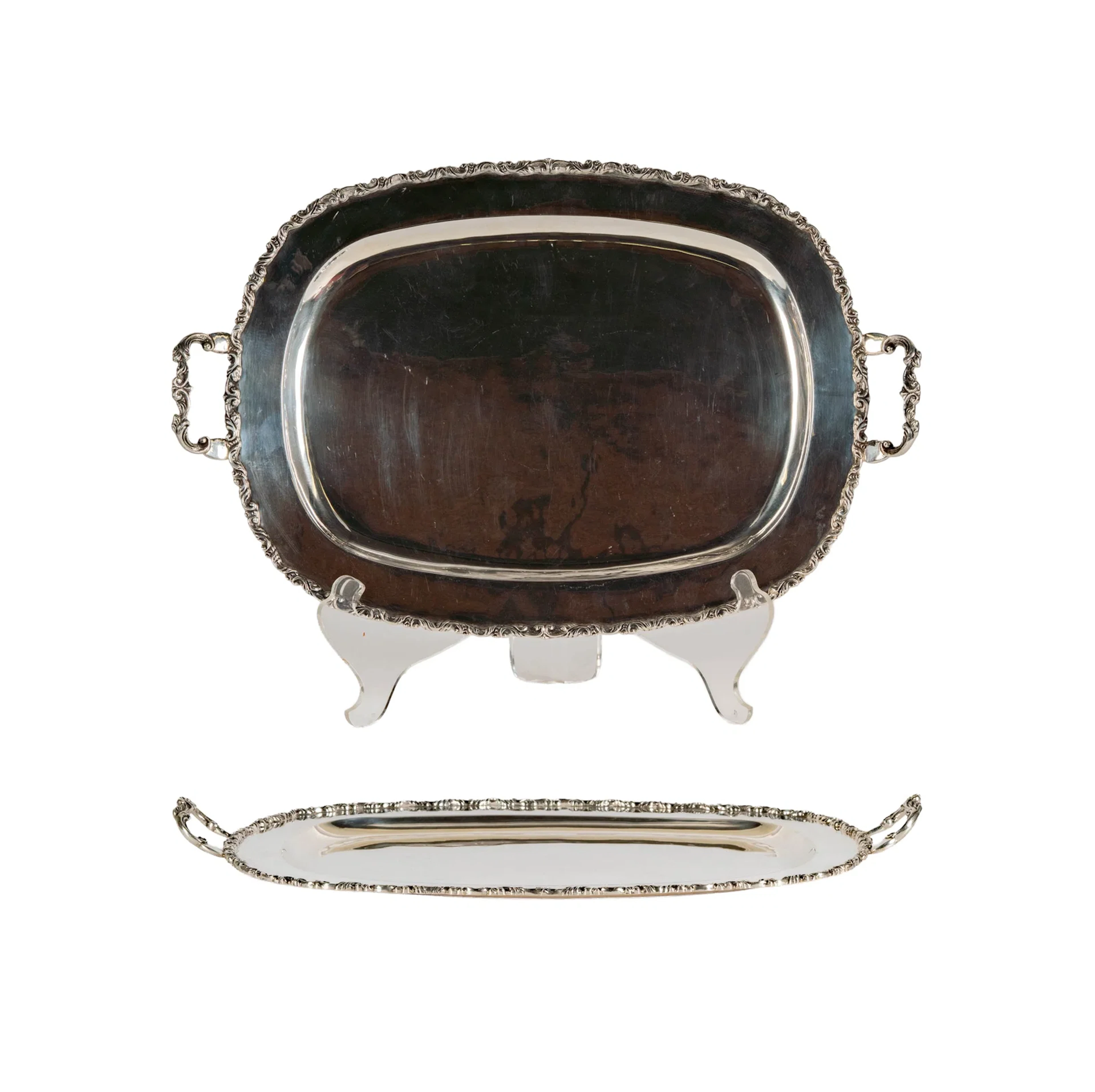 A Mexican Sterling Silver Two-Handle Tray