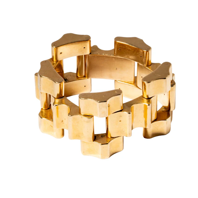 14-Karat Yellow Gold Retro Wide Link Bracelet