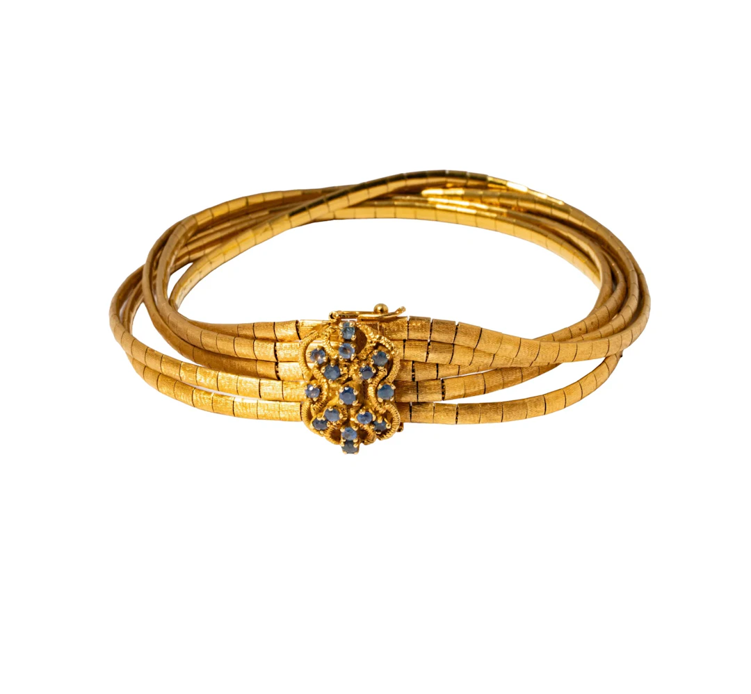 18-Karat Yellow Gold Vintage Spaghetti Sapphire Bracelet