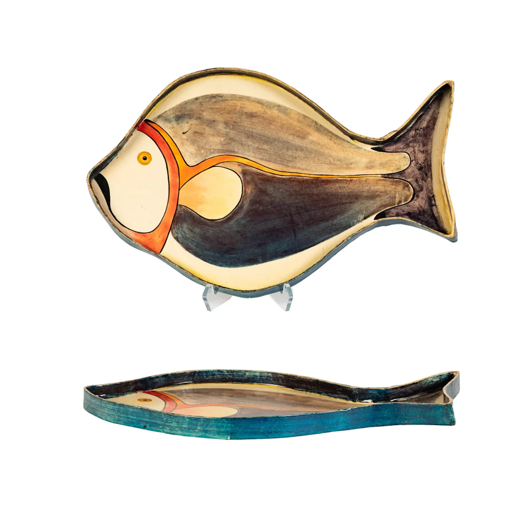 Vintage Painted Wood Fish Form Tray