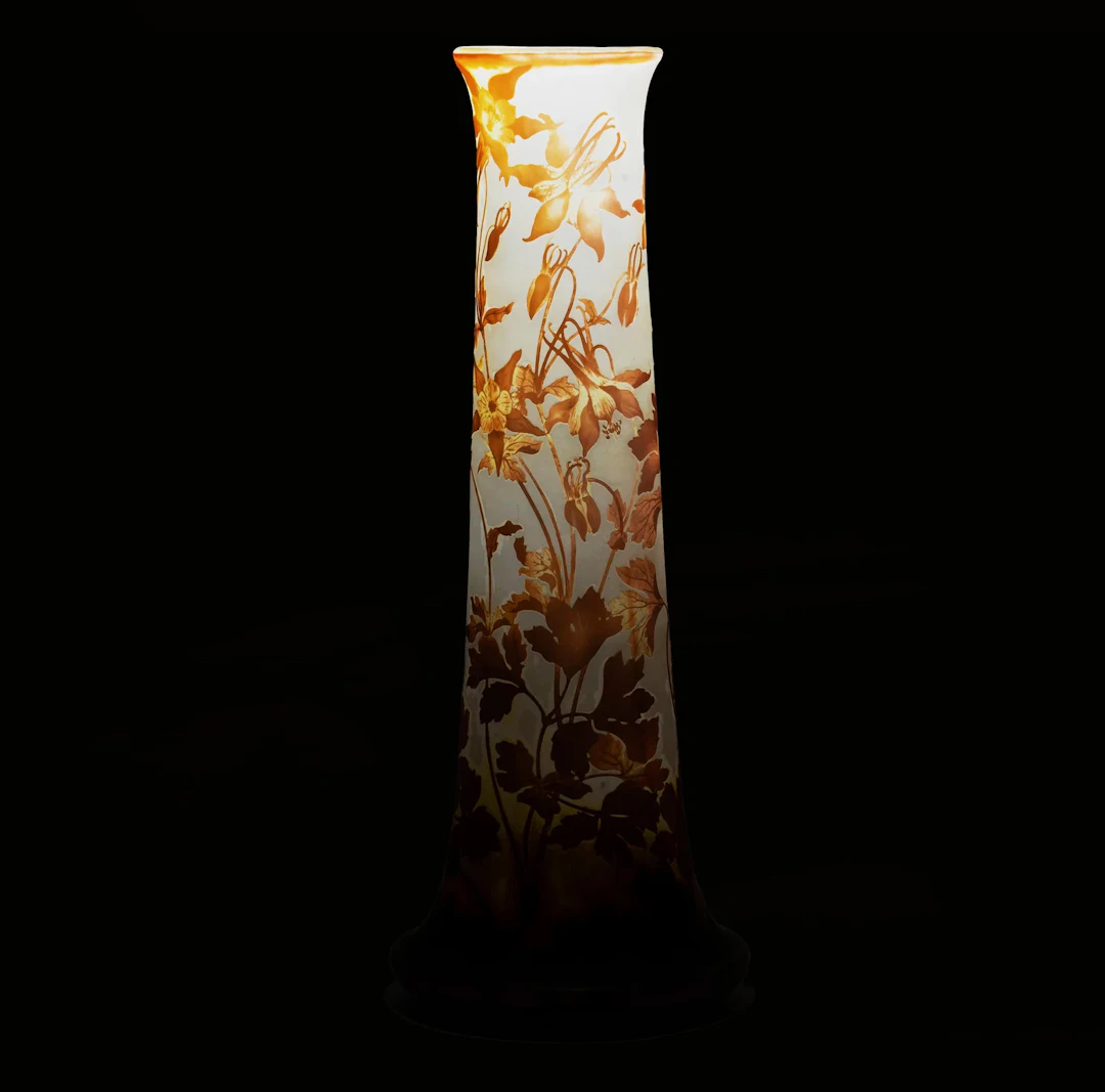 A Large Galle Flat Bottom Cameo Glass Vase