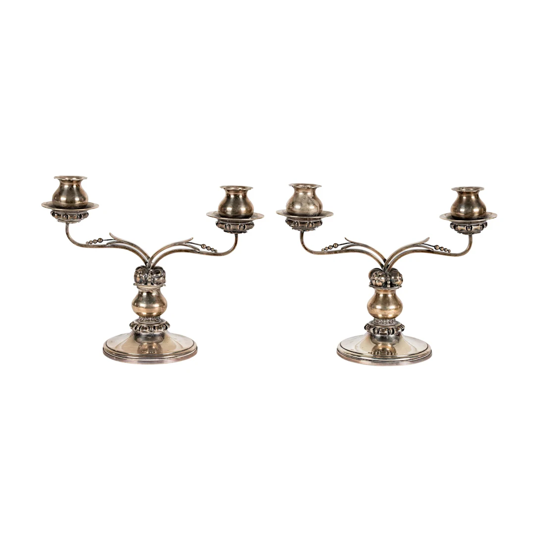 A Pair of International La Paglia Designed Sterling Silver Candelabras