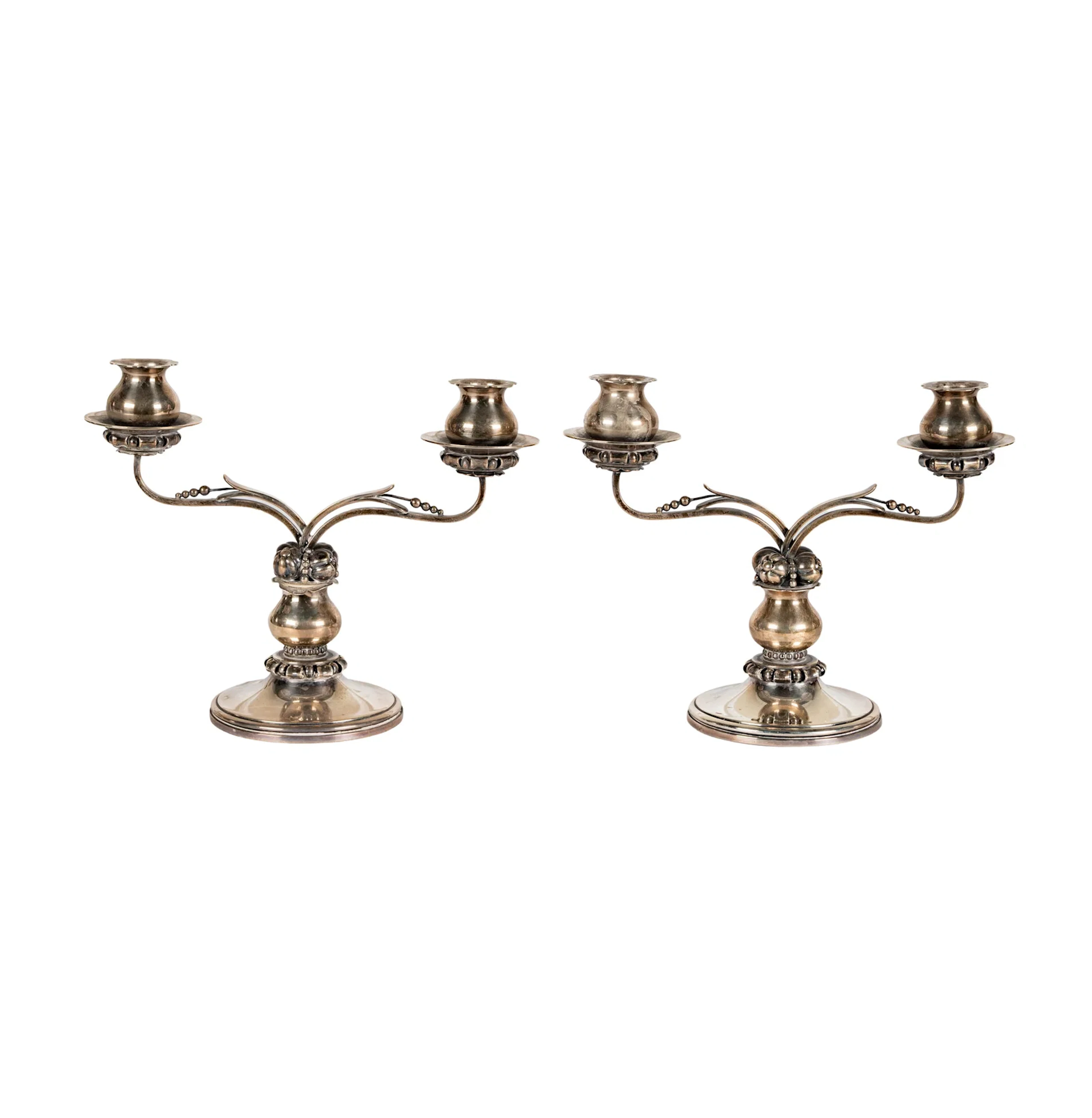 A Pair of International La Paglia Designed Sterling Silver Candelabras
