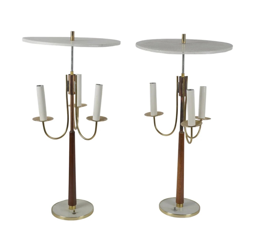 Two Assorted White Glaze Gerald Thurston for Lightolier Table Lamps