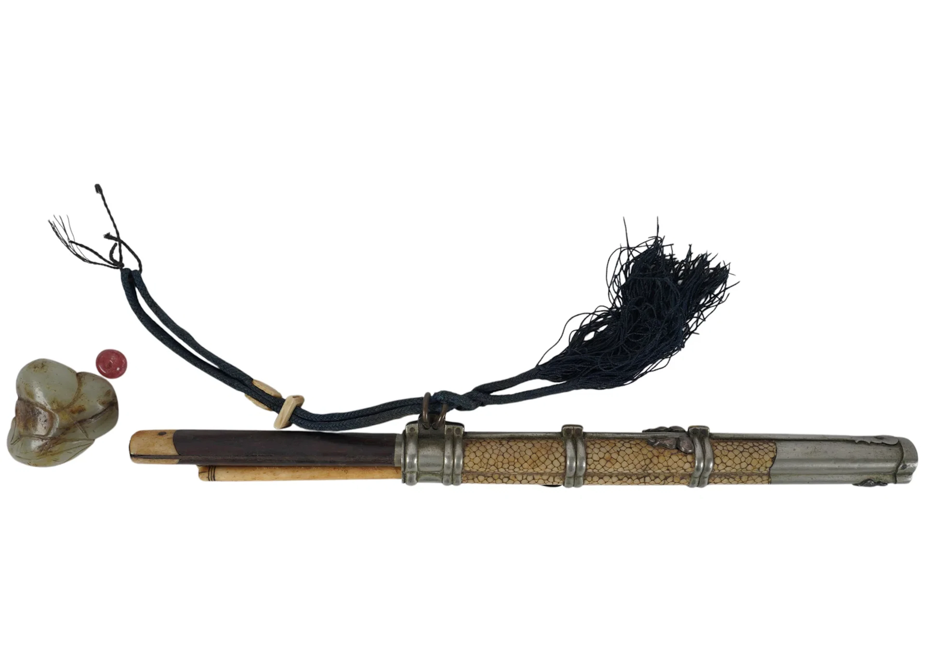 A Chinese Traveling Trousse, Knife & Chopsticks Set