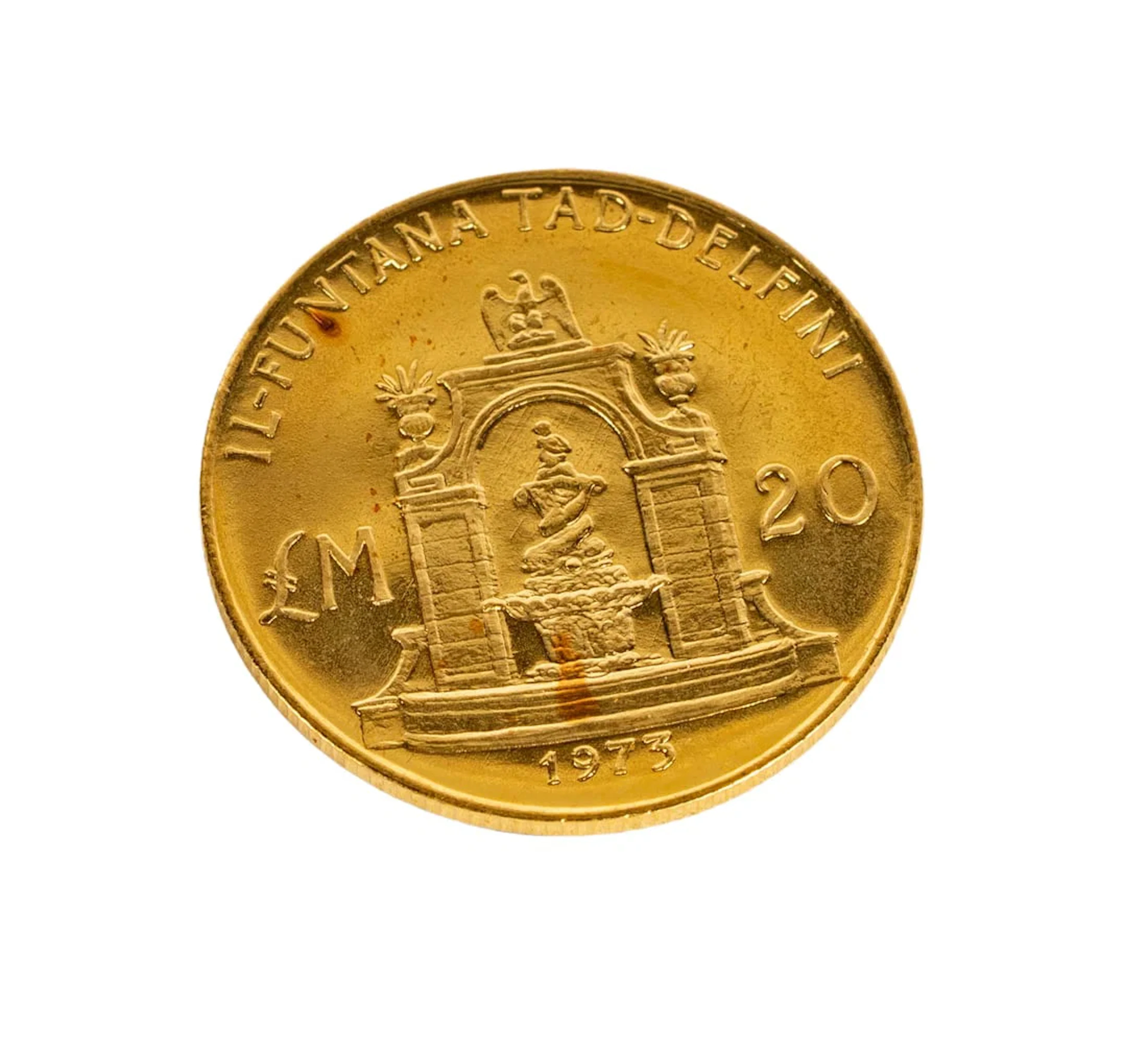 1973 Malta 20 Pounds Gold Coin