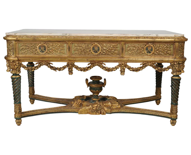 An Italian Neoclassical-Style Painted Marble Top Salon Table