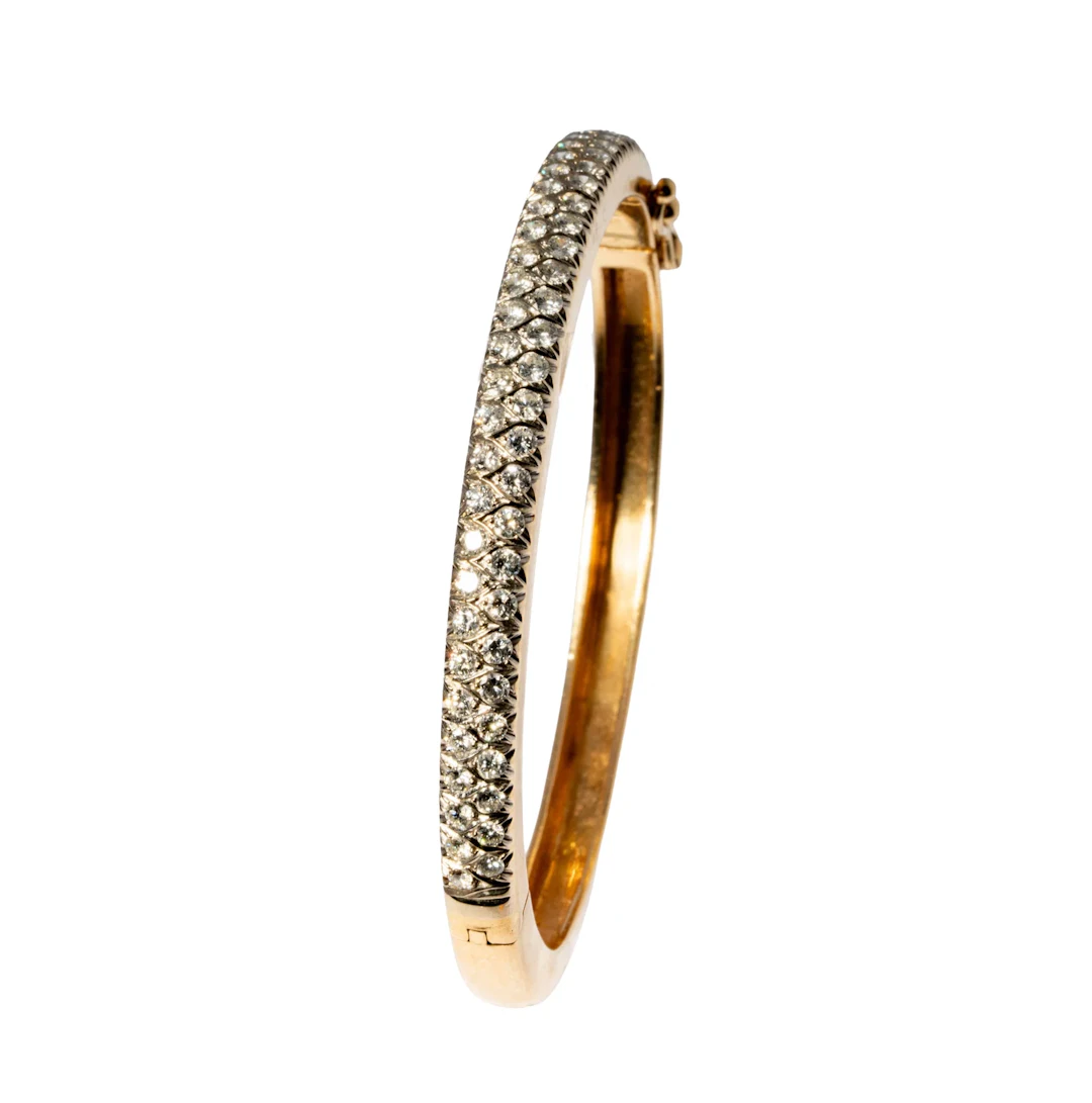 14-Karat Yellow Gold Pave Diamond Bangle Bracelet