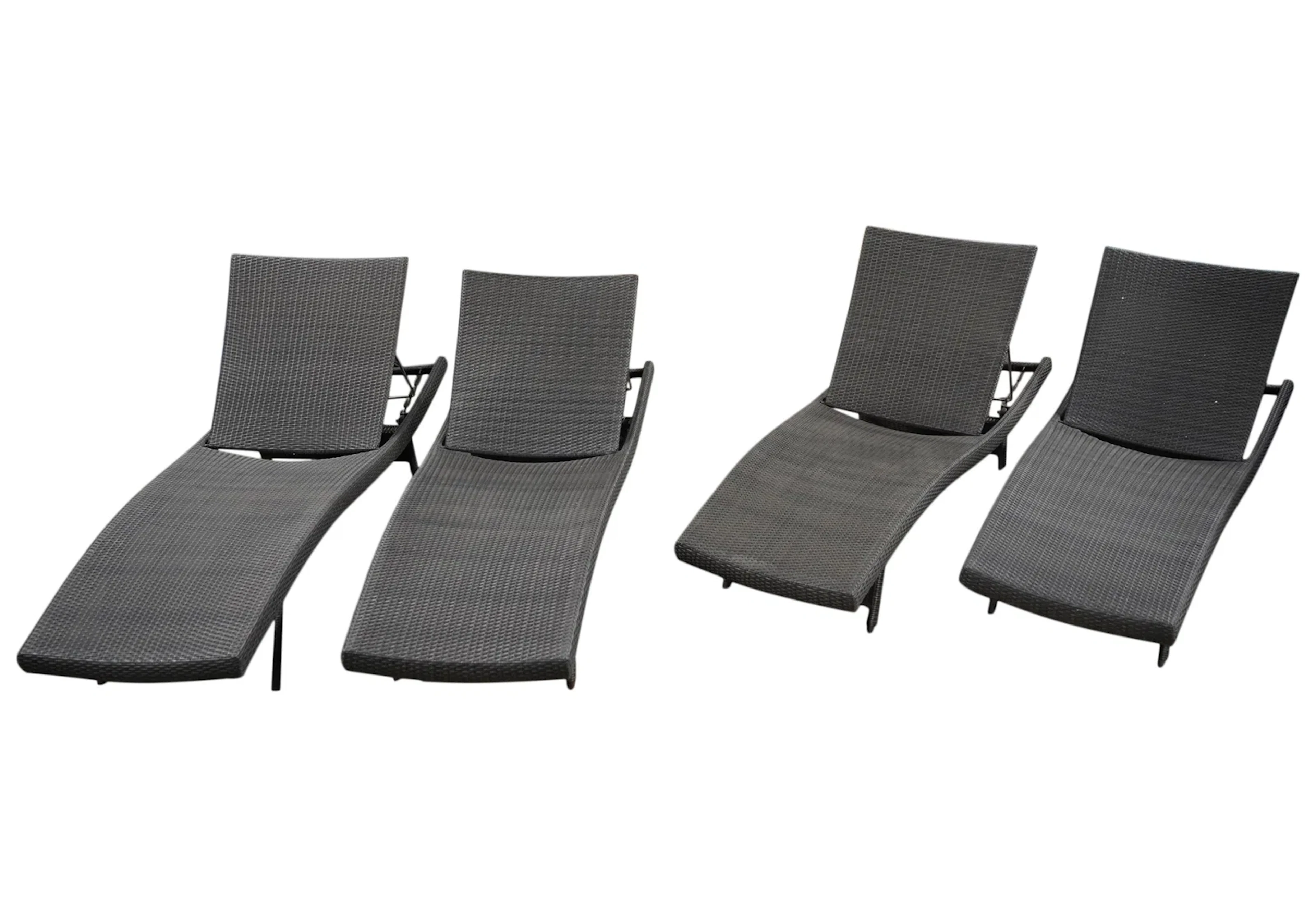 Four Brown Jordan Wicker Chaise Lounges