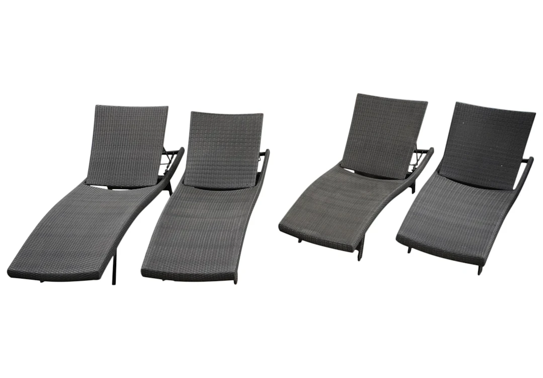 Four Brown Jordan Wicker Chaise Lounges