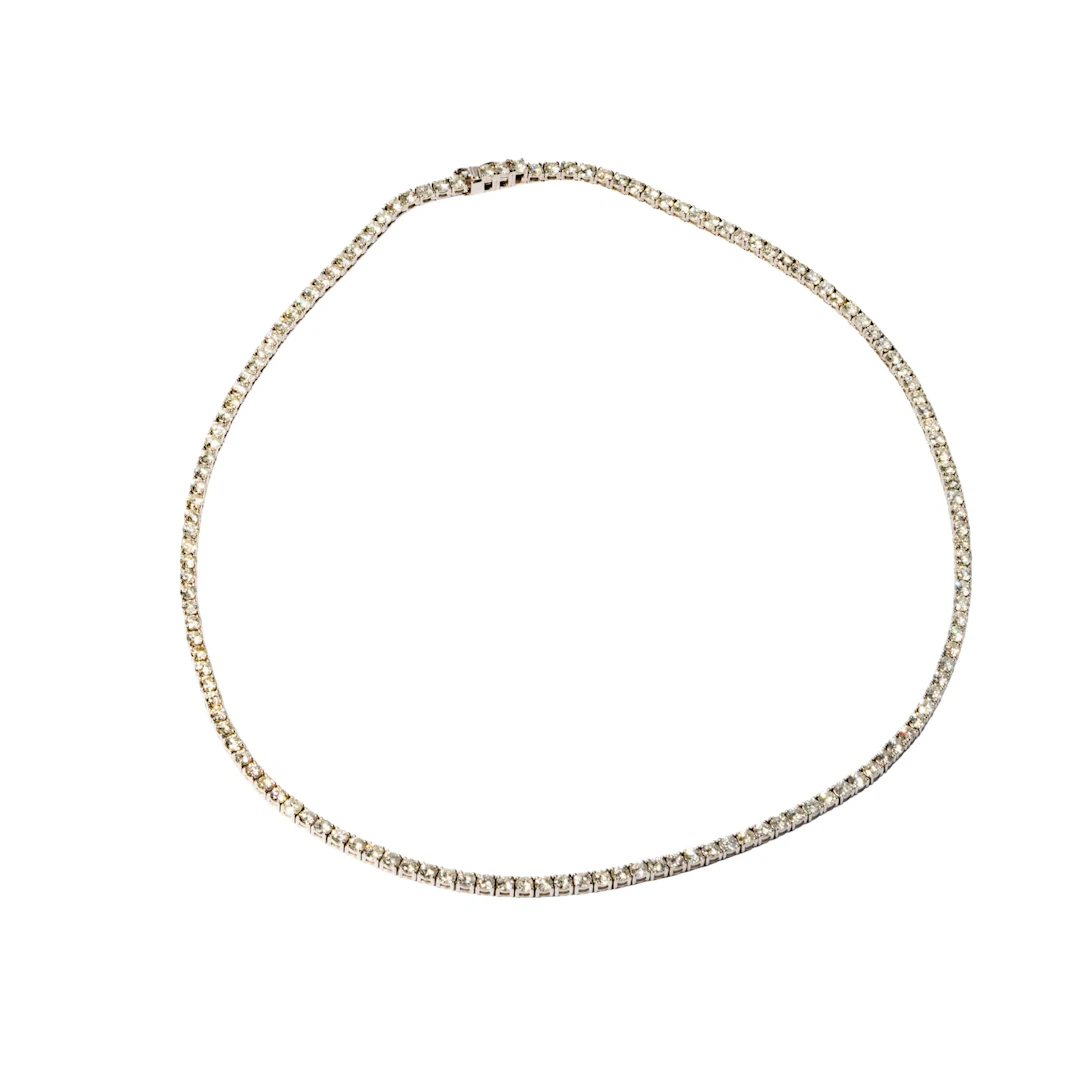 14K White Gold Tennis Necklace