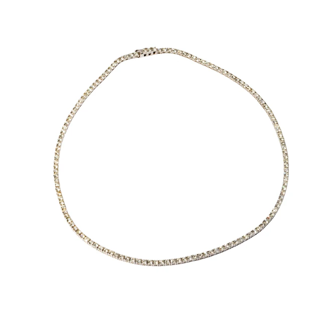 14K White Gold Tennis Necklace