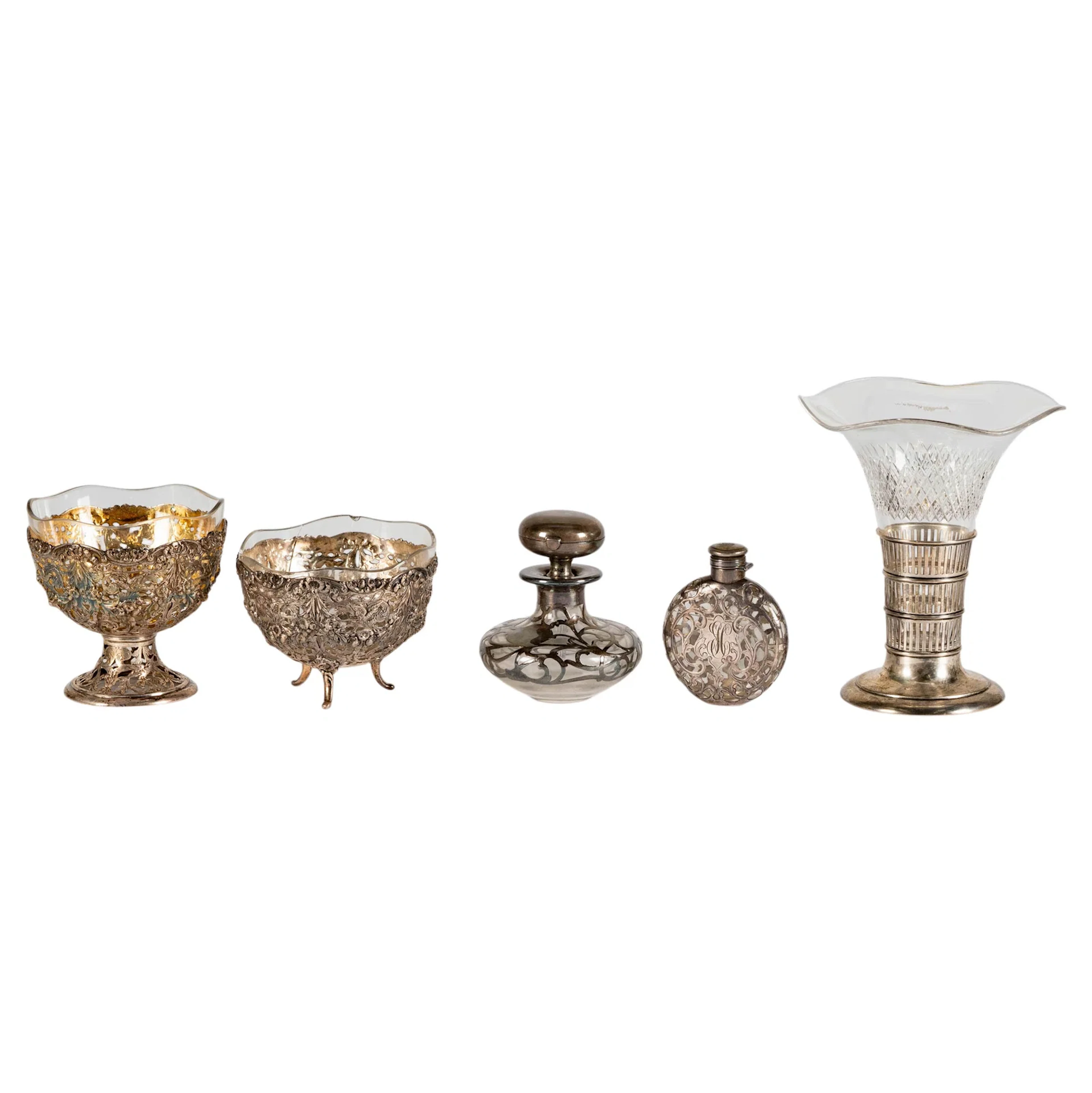 A Collection of Silver and Crystal Objects