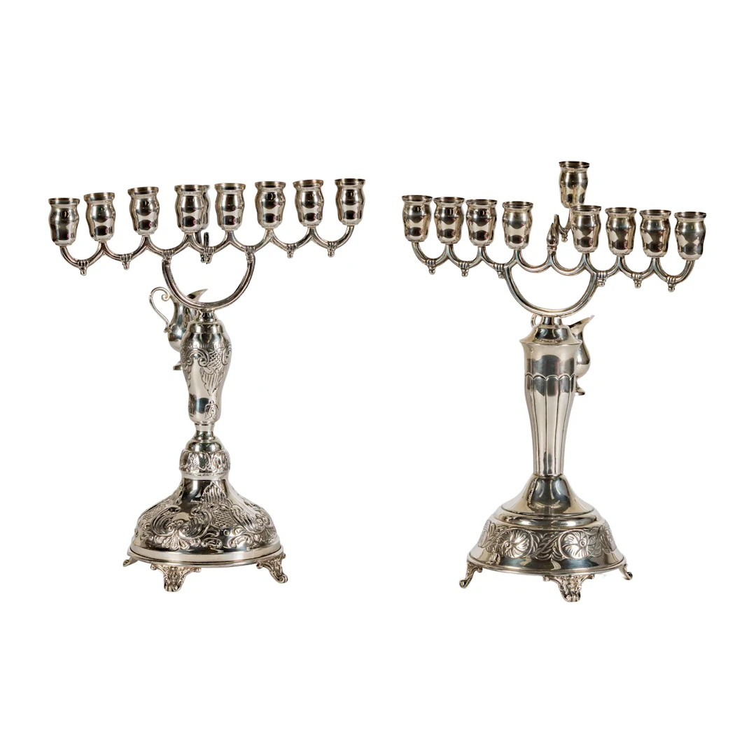 Two Assorted Sterling Silver Menorahs