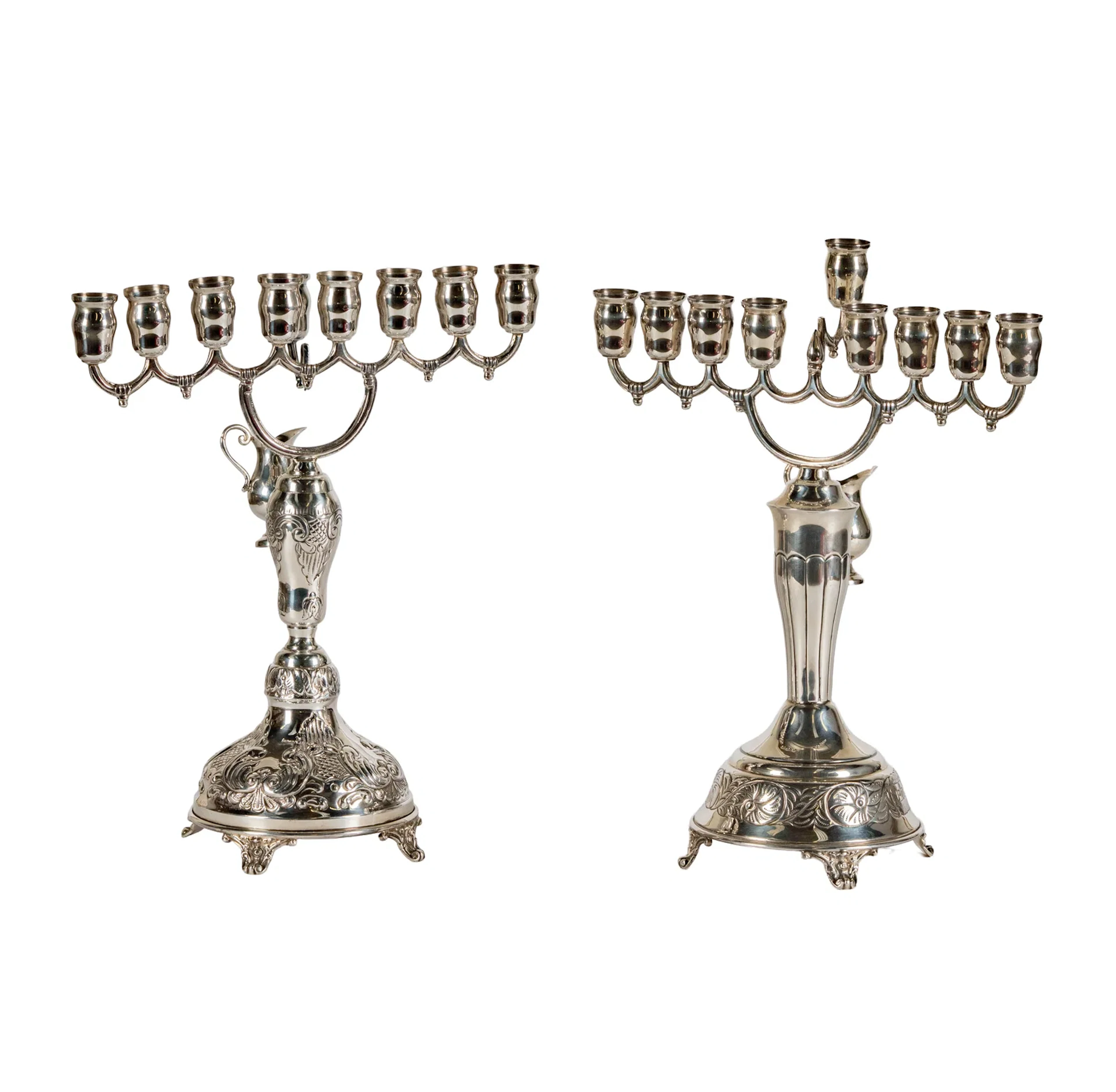 Two Assorted Sterling Silver Menorahs