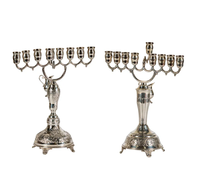 Two Assorted Sterling Silver Menorahs
