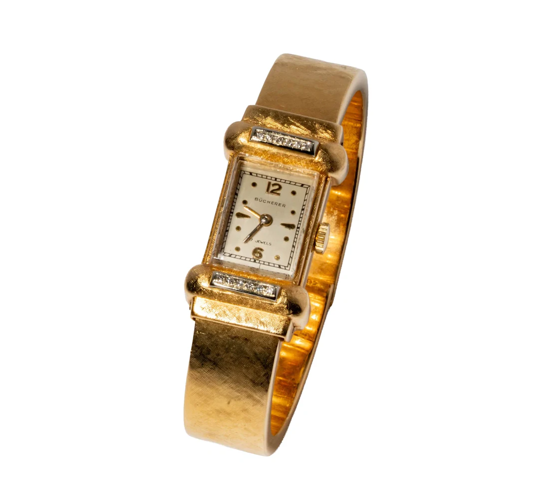 Bucherer 18 Karat Yellow Gold and Diamond Cuff Watch