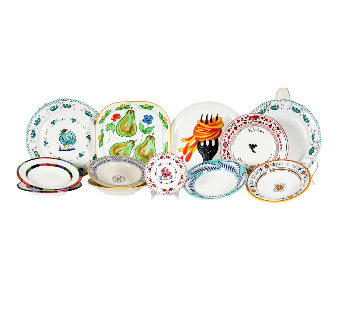A Collection of Assorted Grazia Deruta Ceramics Tableware