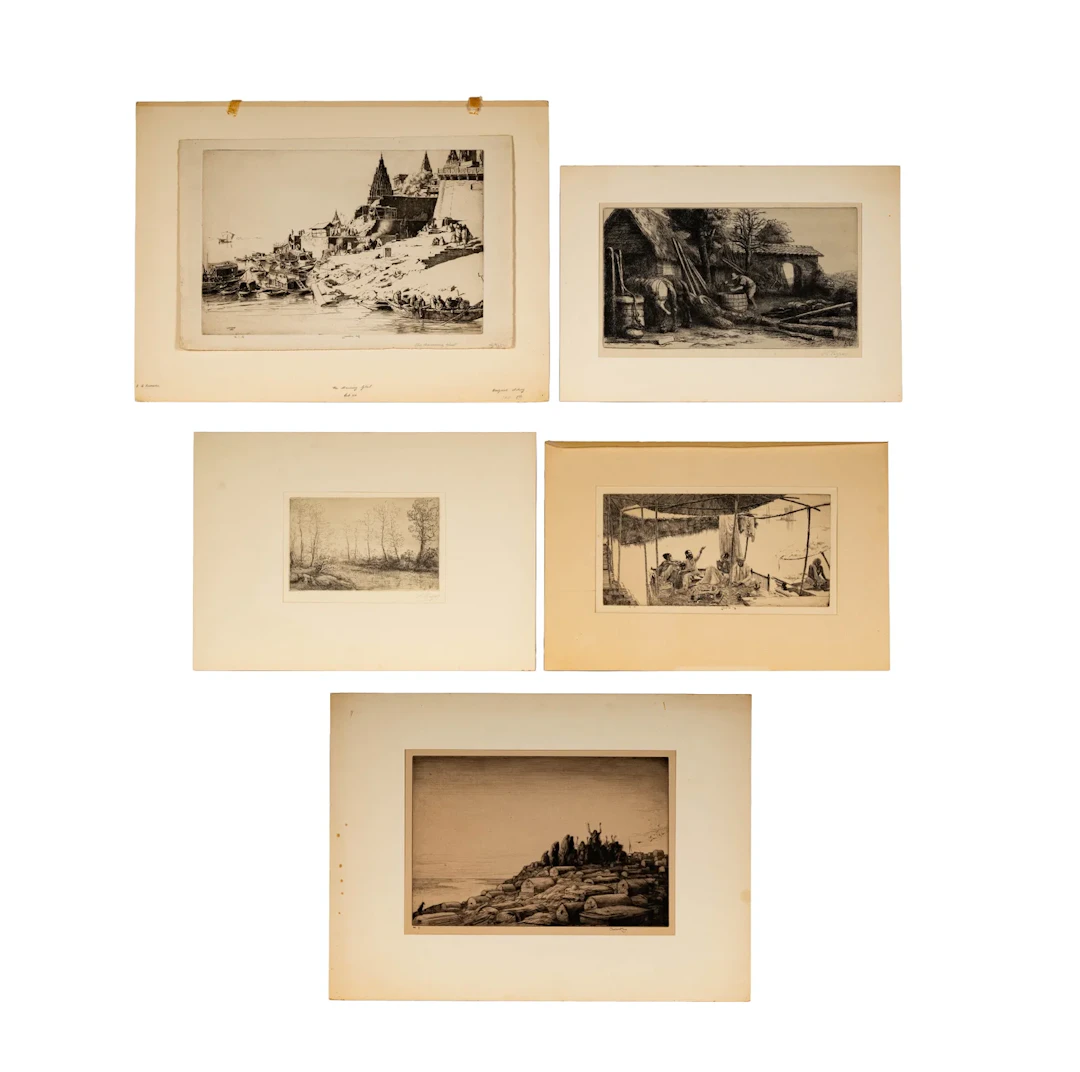 Group of Five Black and White Etchings