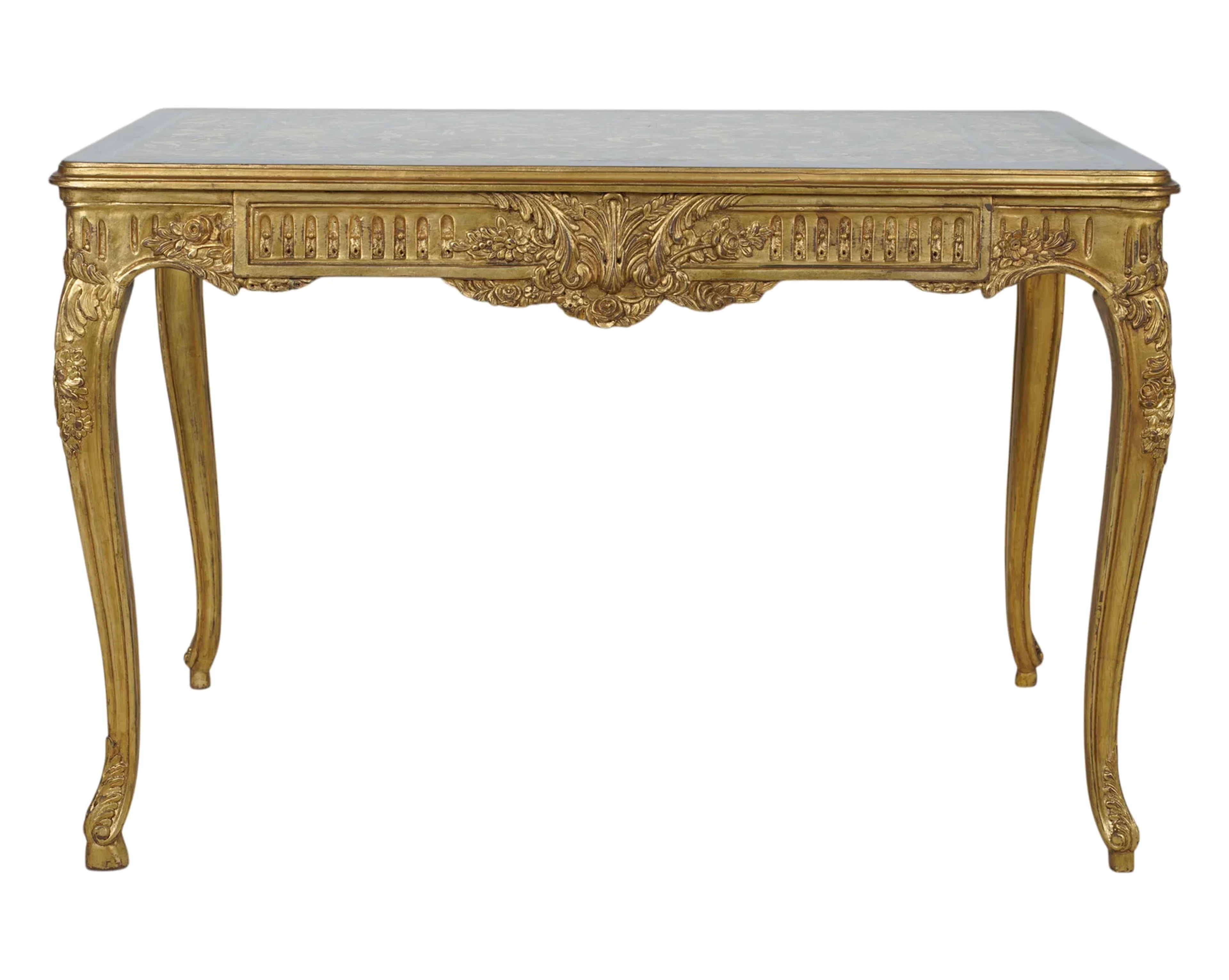 An Italian Louis XV-Style Scagliola Top Carved Wood Table