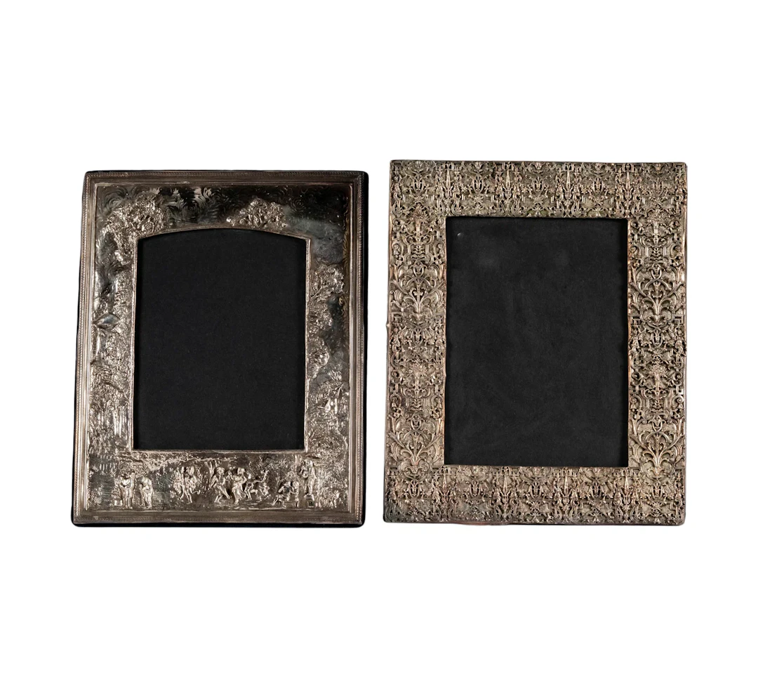 Two Repousse Sterling Silver Picture Frames