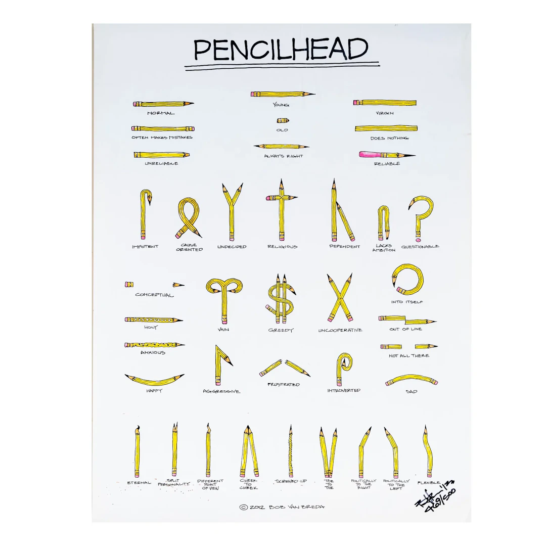 Bob Van Breda (20th/21st Century, American): Pencilhead Signed Poster