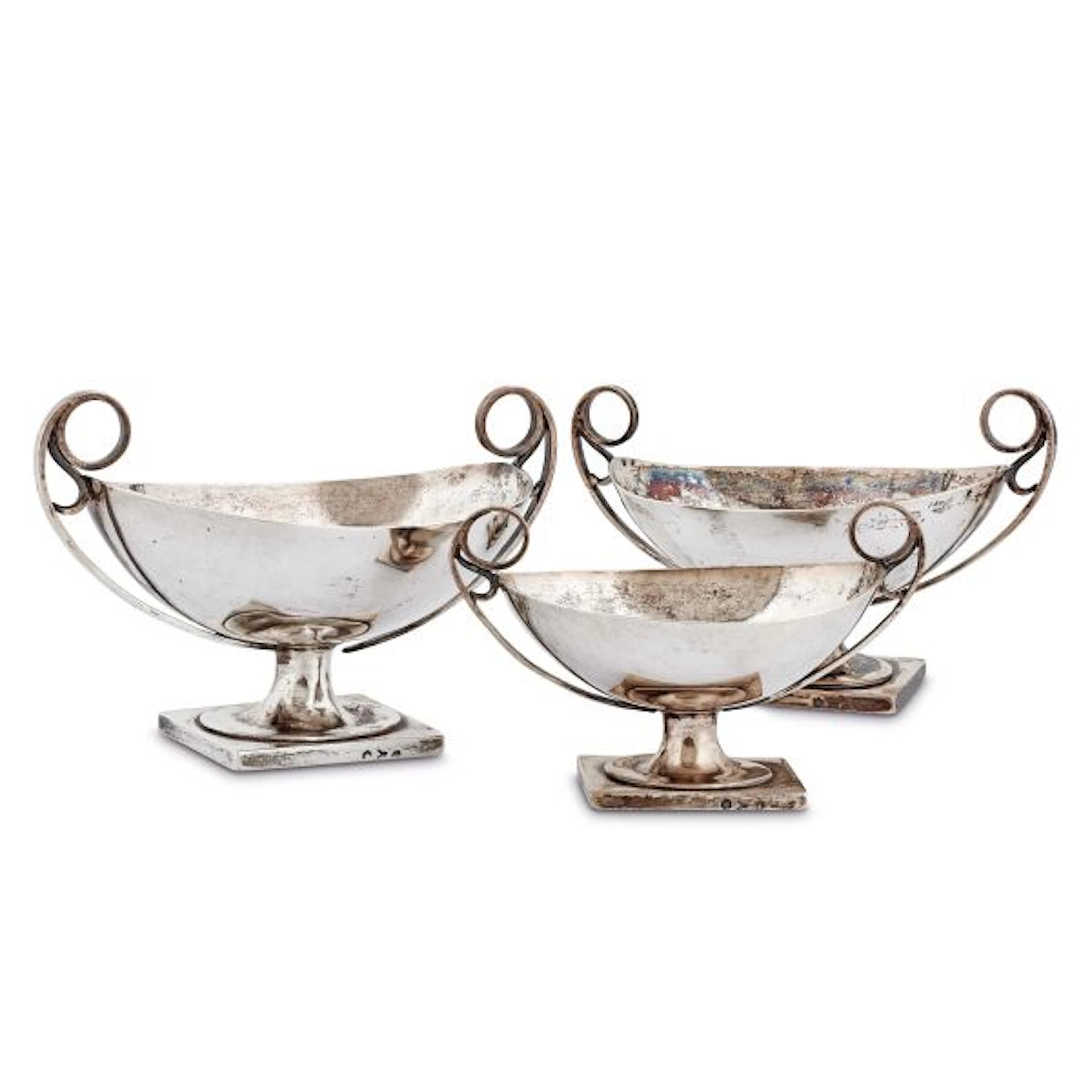 THREE SILVER TAZZAS, PROBABLY ANTONIO RONCHETTI, MILAN, FIRST HALF 19TH CENTURY