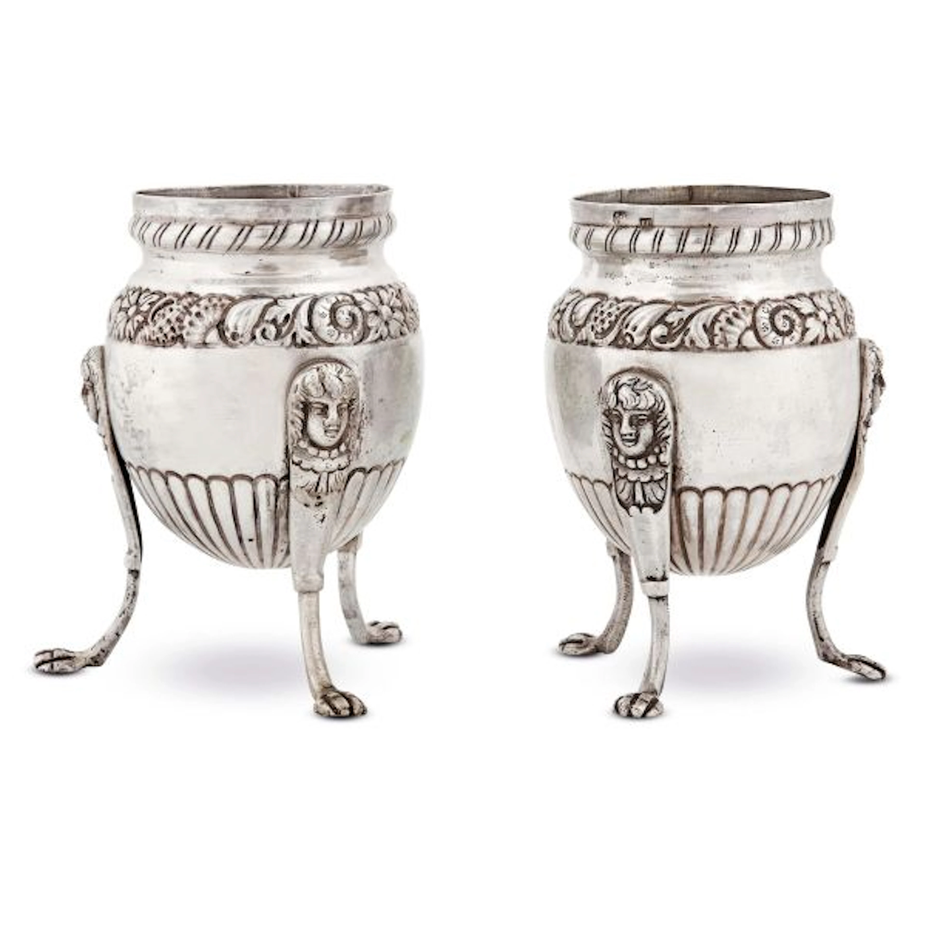 A PAIR OF SMALL SILVER VASES, NAPLES, 19TH CENTURY
