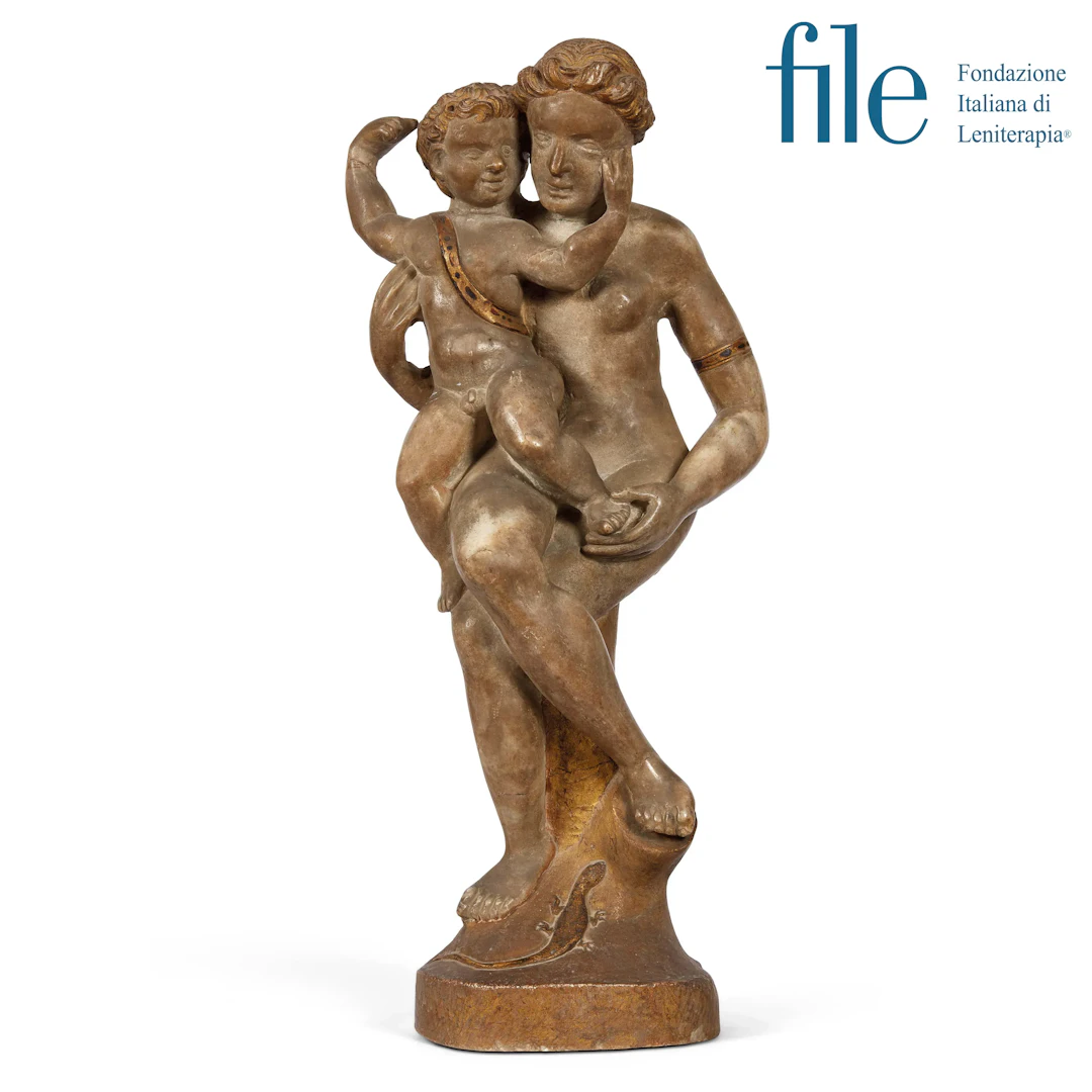 A LOMBARD FEMALE FIGURE AND CHILD, LATE 16TH CENTURY