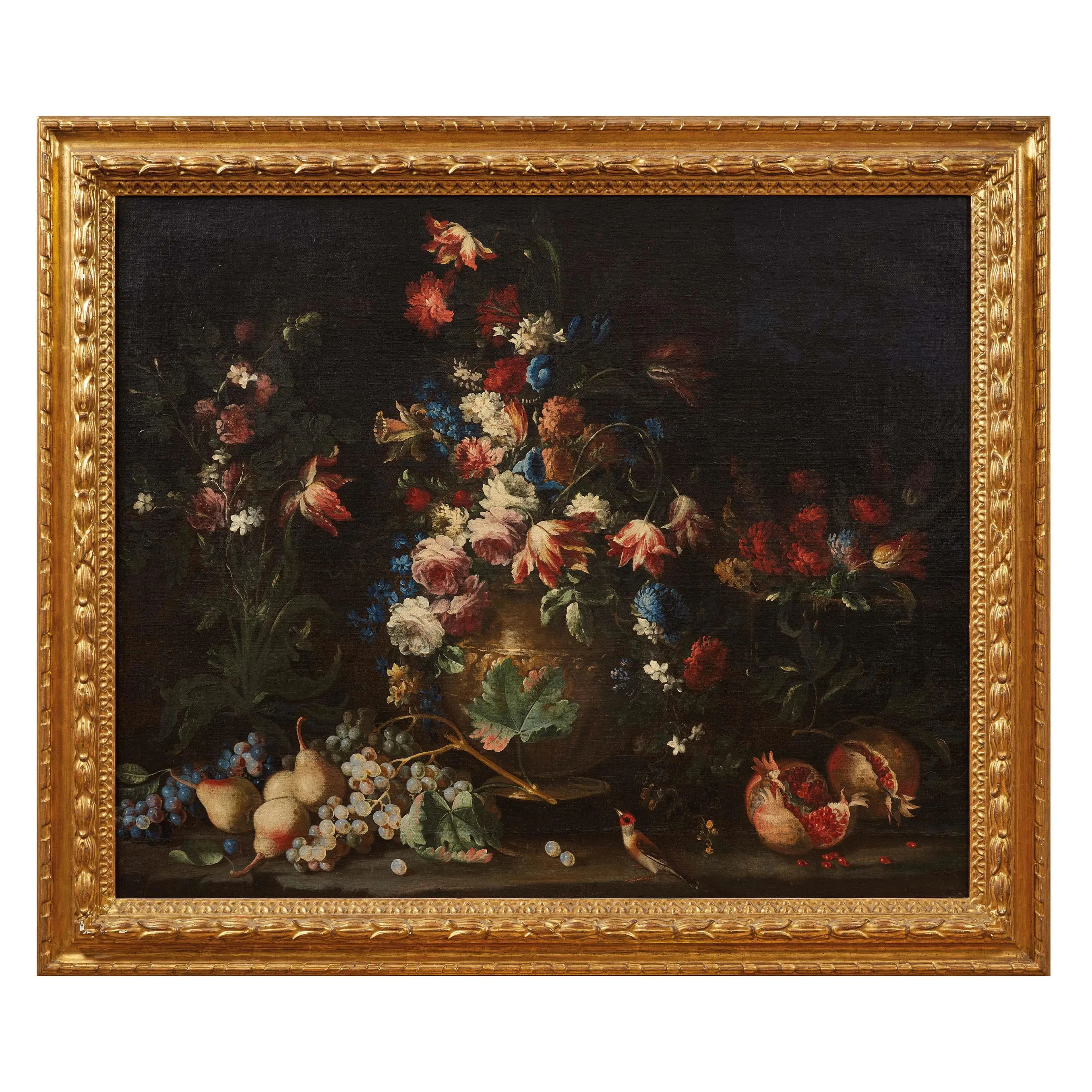 Lombard painter, 17th-18th centuries, bronze vase with roses, tulips