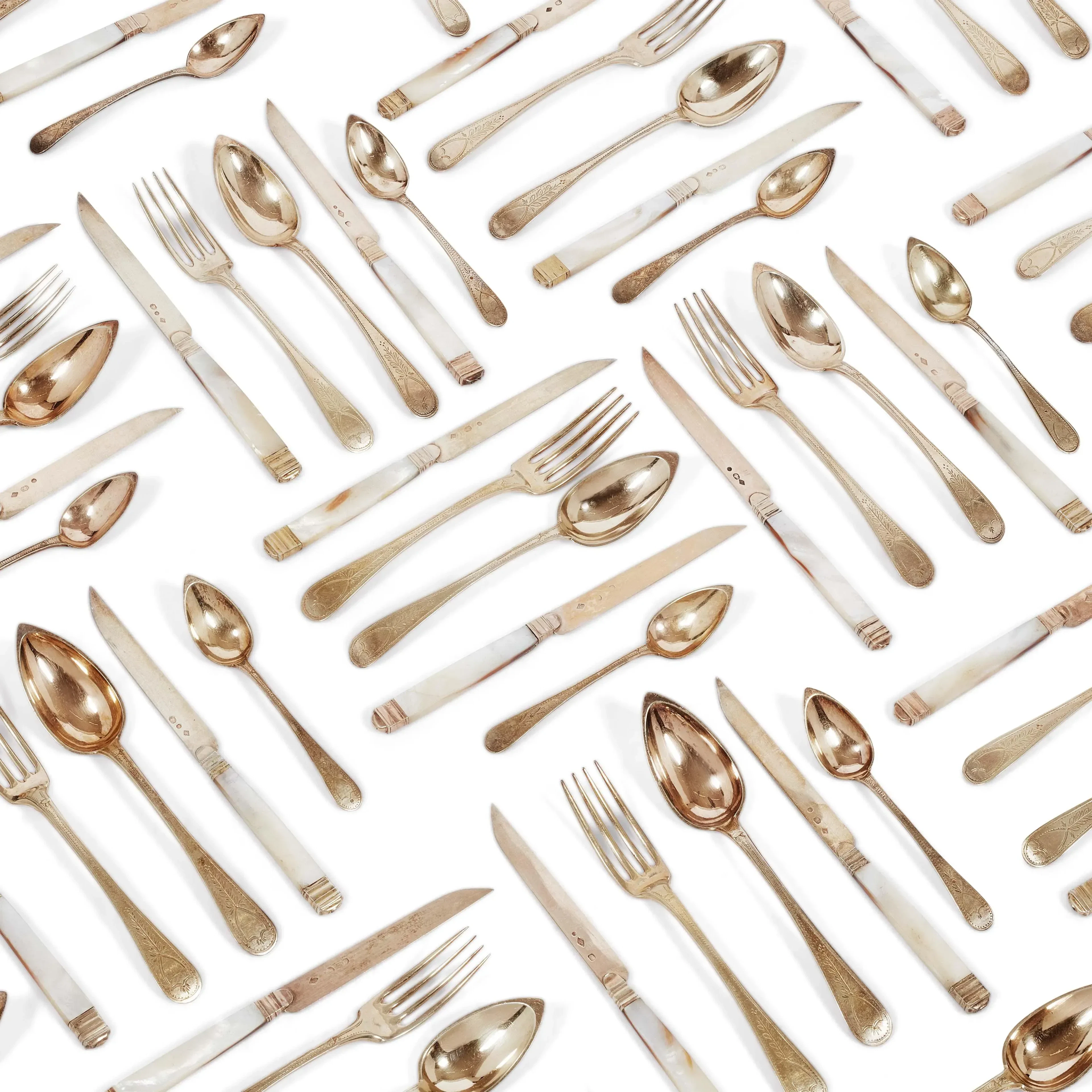 A SILVER-GILT DESSERT FLATWARE SERVICE, PARIS, 1798/1809 AND 1819/1838