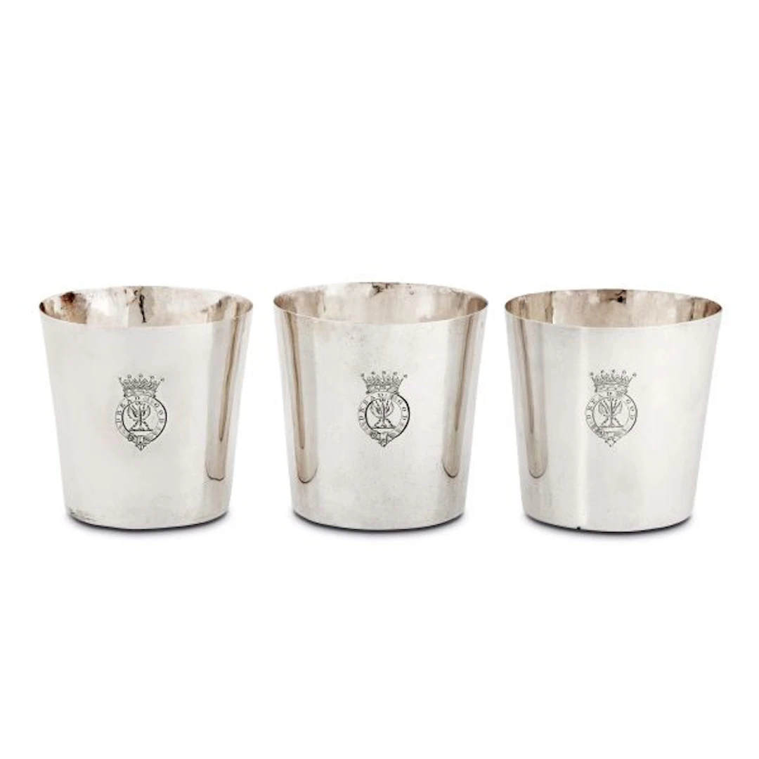 THREE SILVER GLASSES, LOTHIAN & ROBERTSON, EDINBURGH, 1763/1764