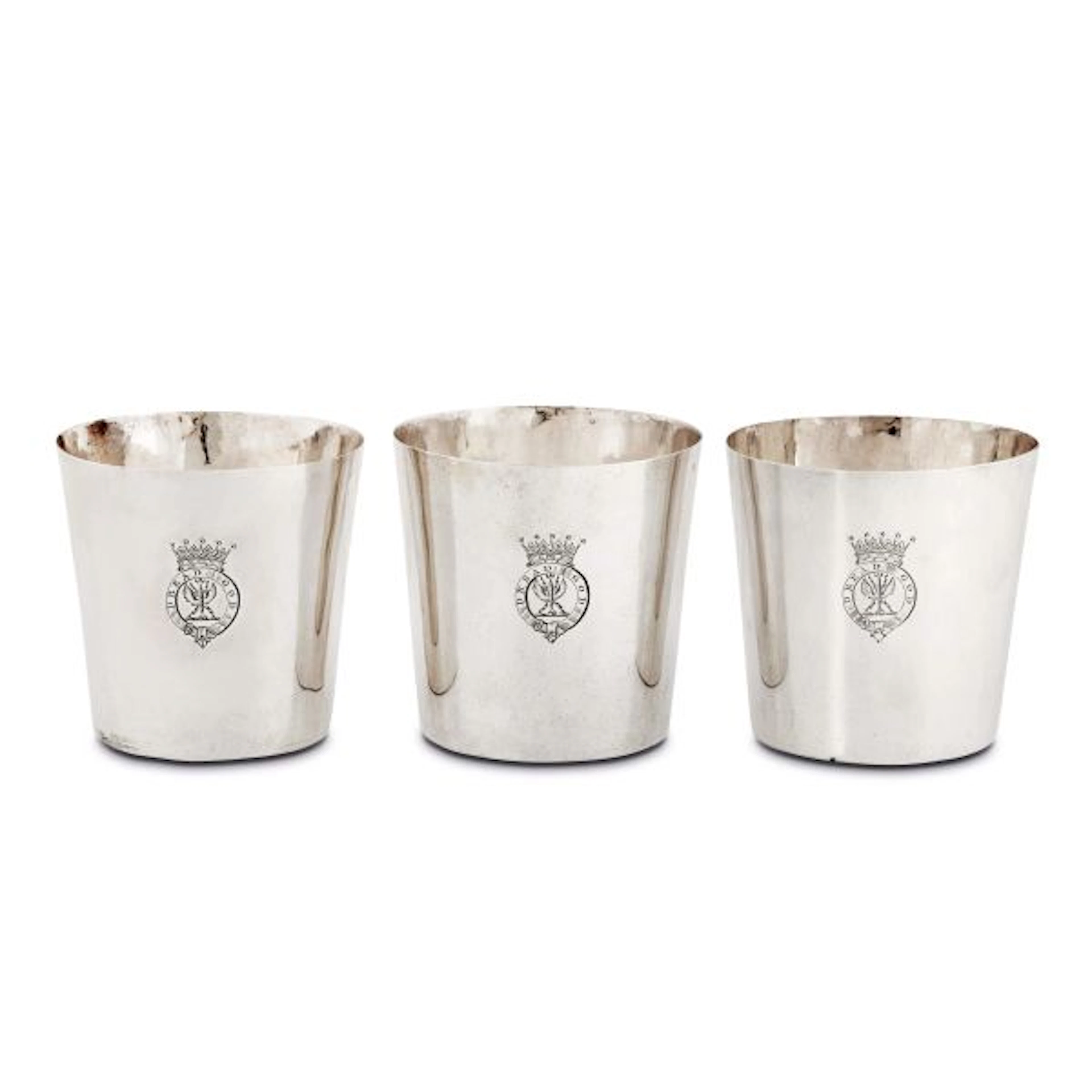 THREE SILVER GLASSES, LOTHIAN & ROBERTSON, EDINBURGH, 1763/1764