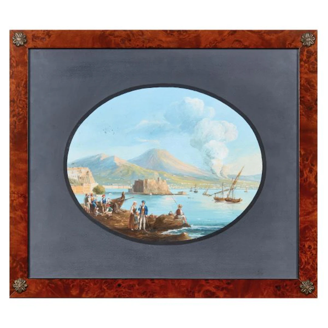 Neapolitan school, 19th-20th century, view of the port of Naples and