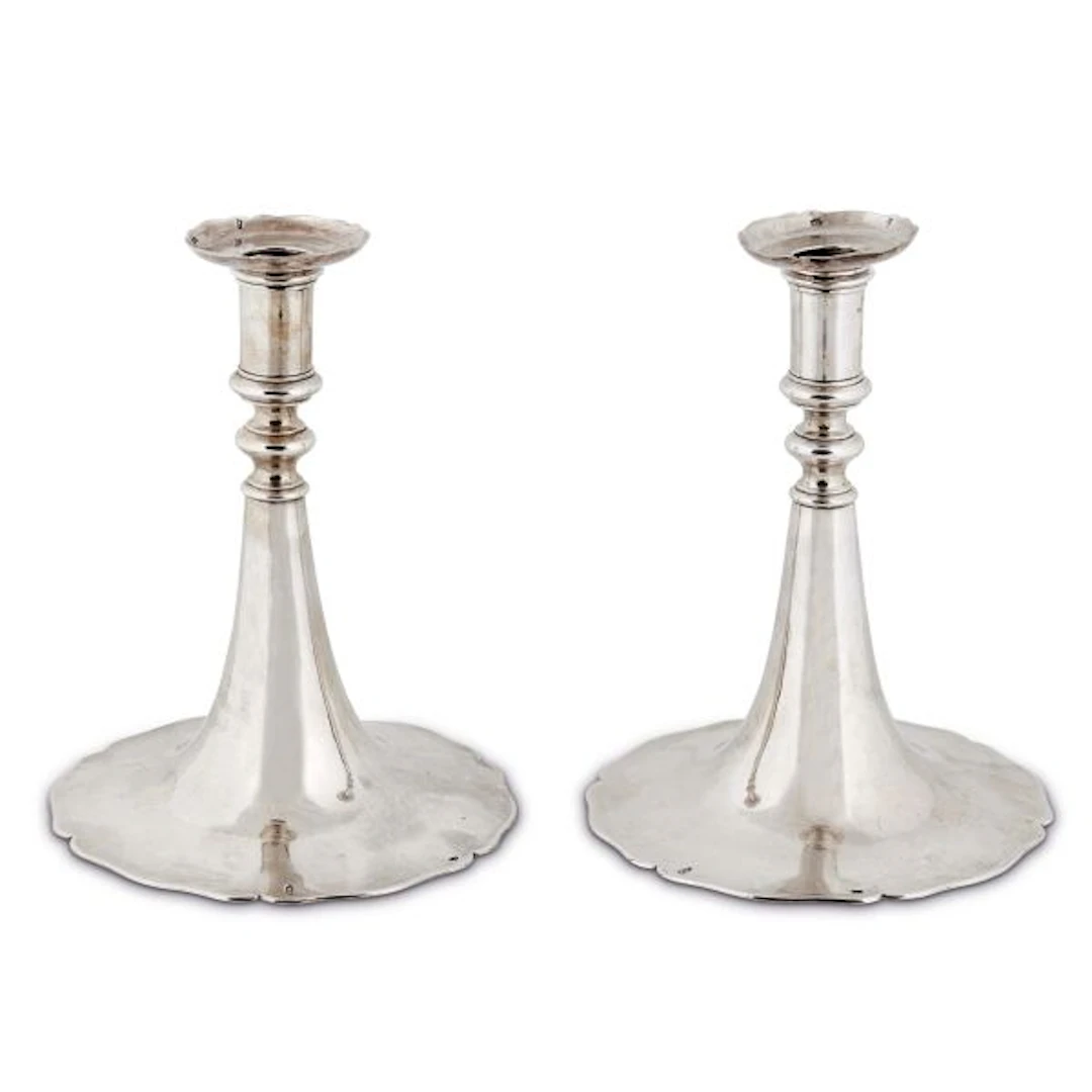 A PAIR OF SILVER CANDLESTICKS, AUGSBURG, 1812