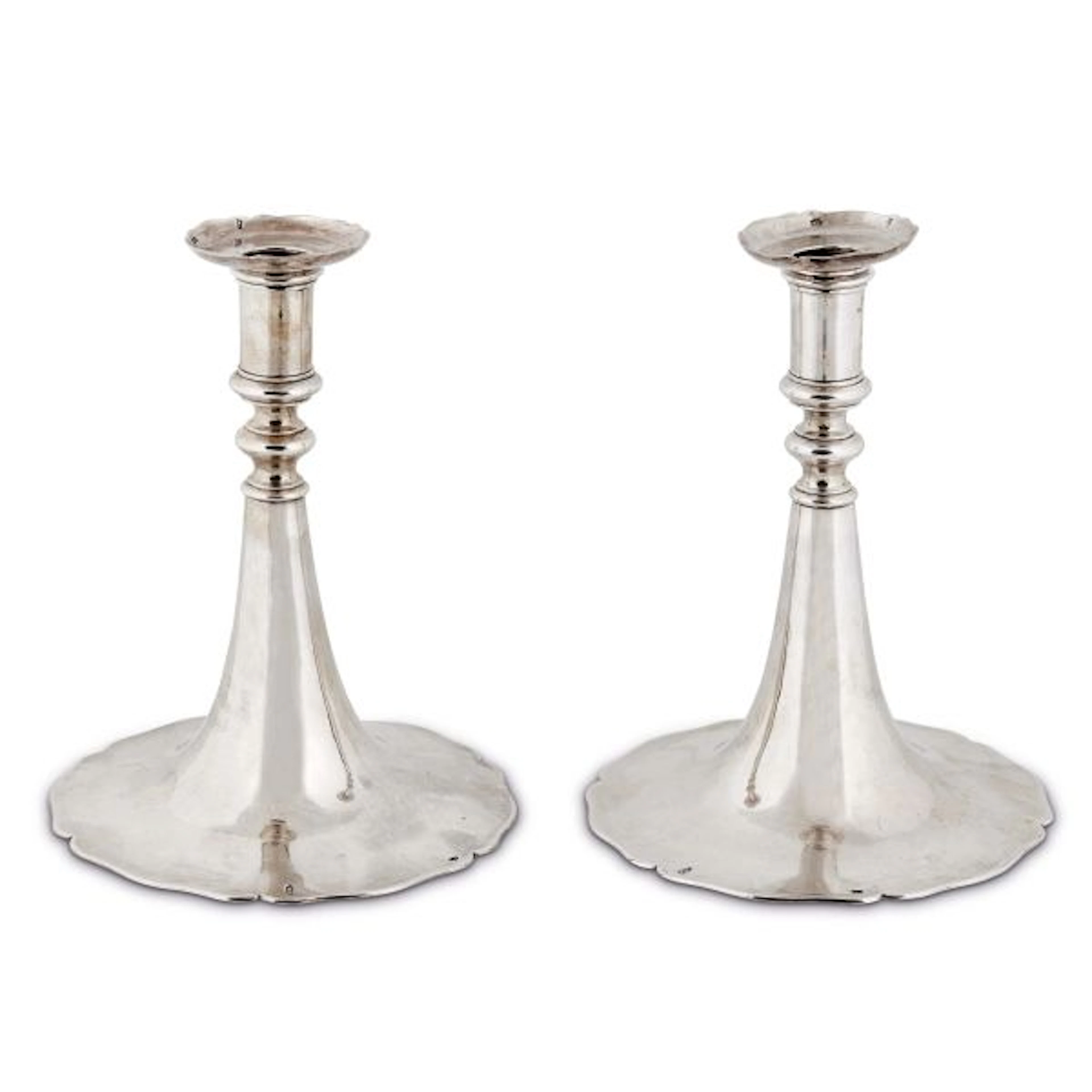 A PAIR OF SILVER CANDLESTICKS, AUGSBURG, 1812