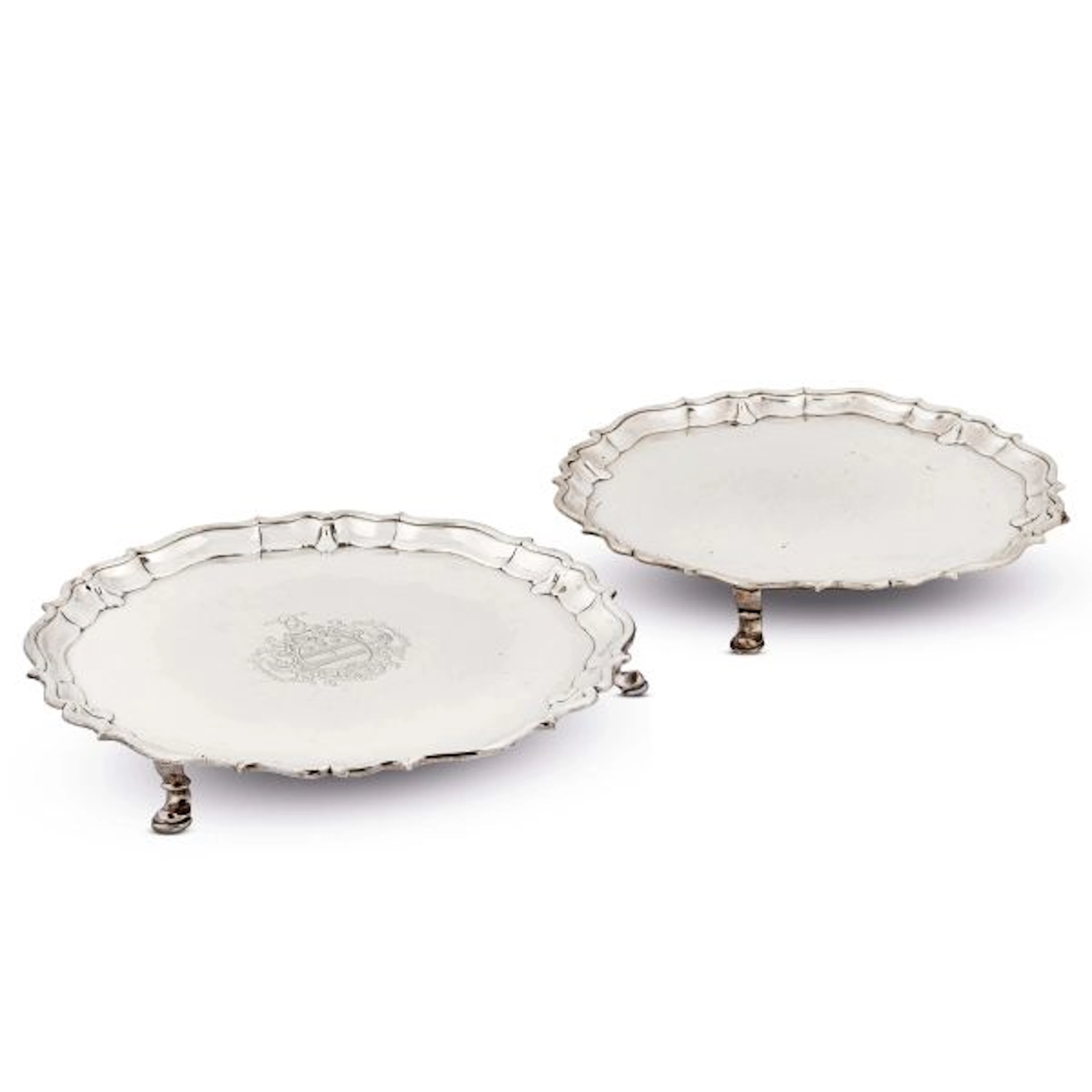 A PAIR OF SILVER SALVERS, ROBERT ABERCROMBY, LONDON, 1736/1737