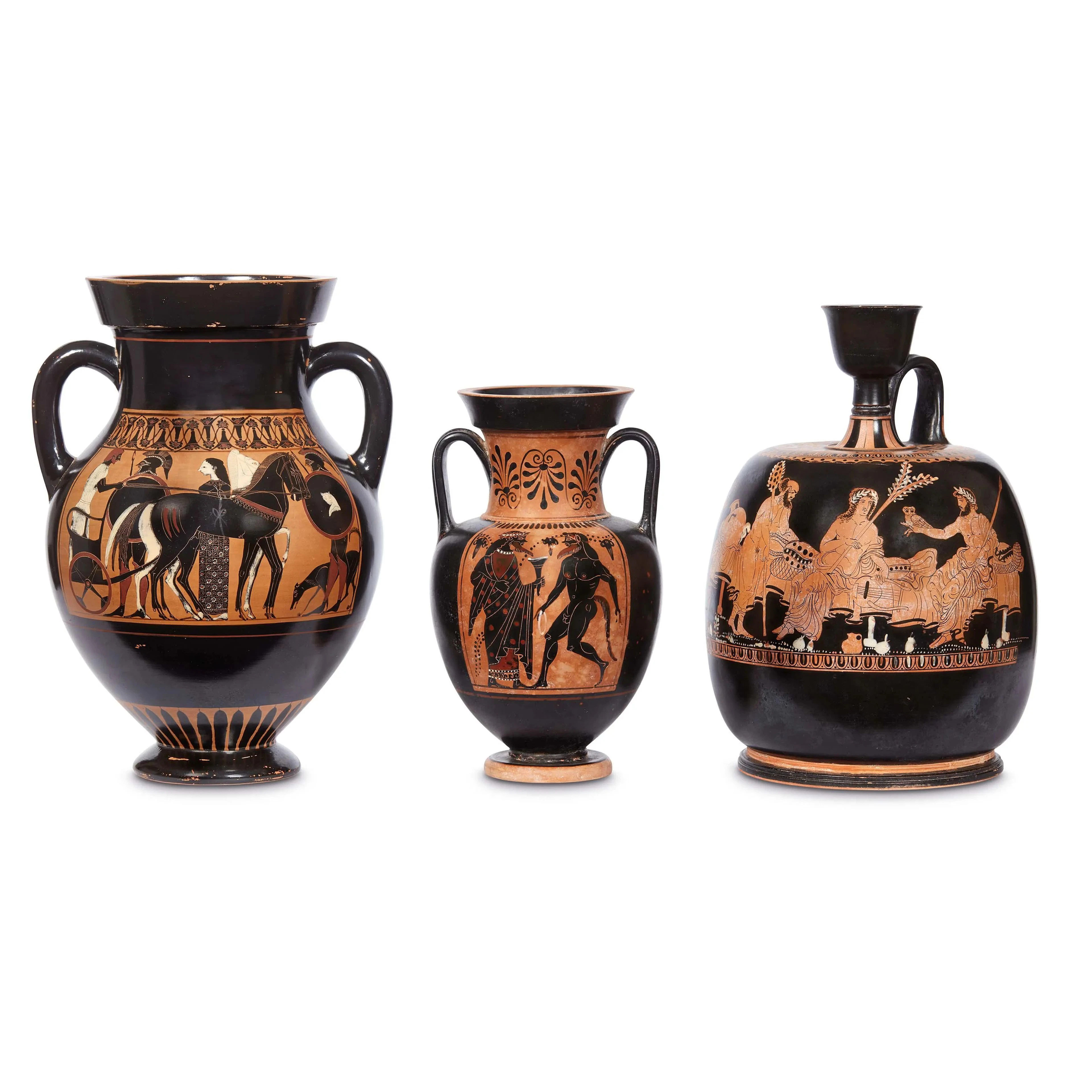 A MONUMENTAL LEKYTHOS AND TWO AMPHORAS, 19TH CENTURY