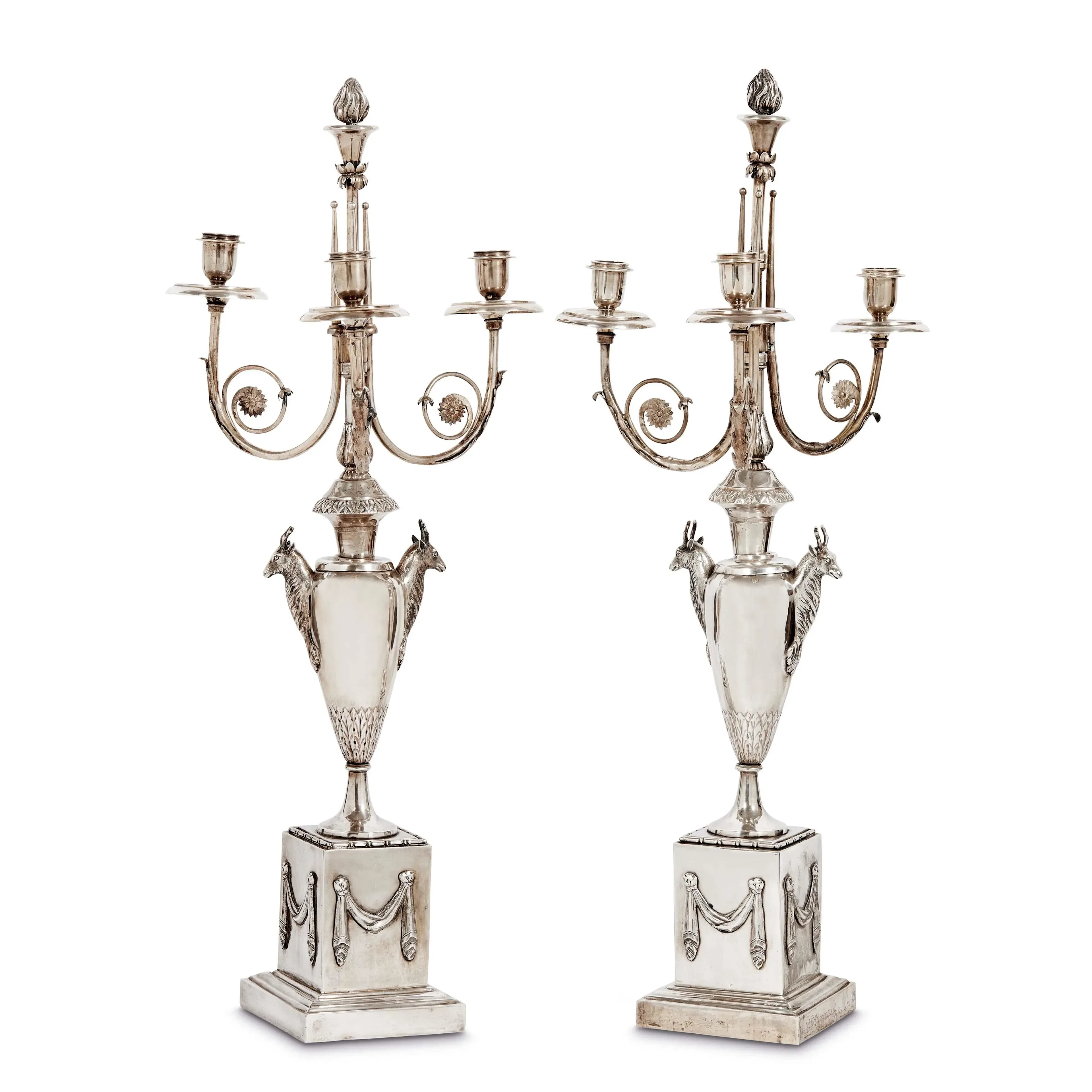A PAIR OF SILVER CANDELABRA, JOHANN ALOIS SEETHALER, AUGSBURG, 1804