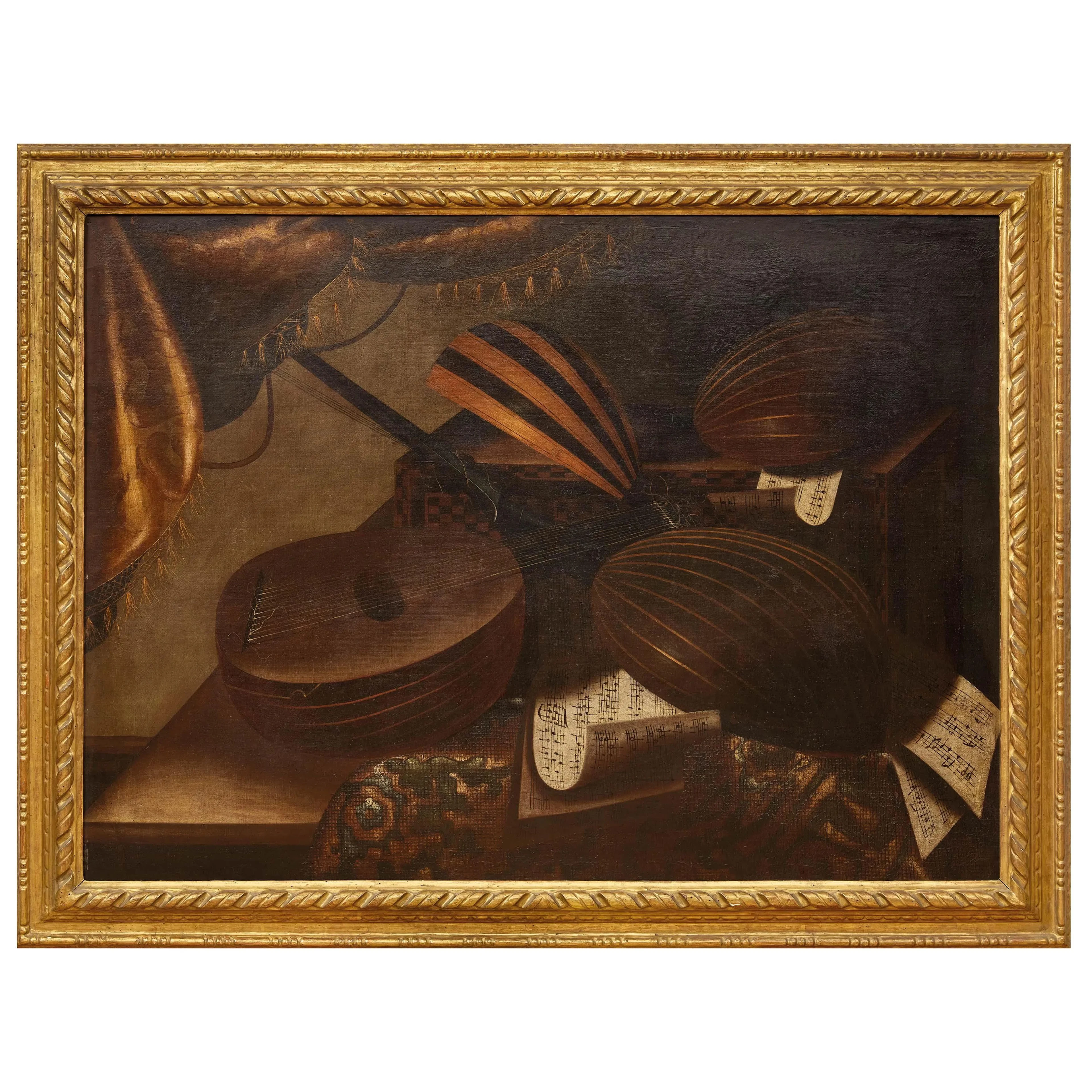 Lombard painter, 17th century, compositions with musical instruments
