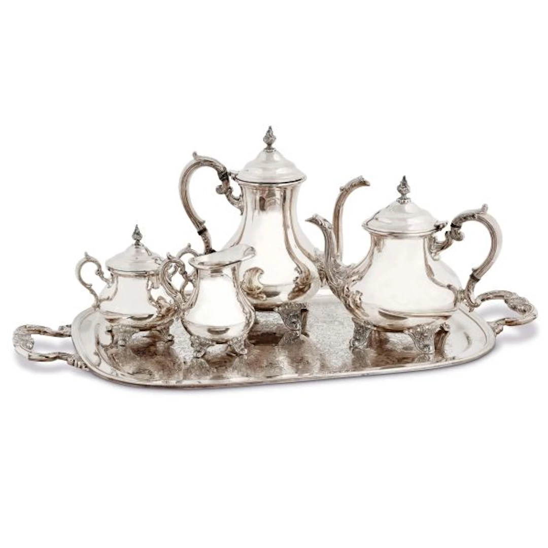 A SILVERPLATED COFFEE AND TEA SERVICE, GORHAM, 20TH CENTURY