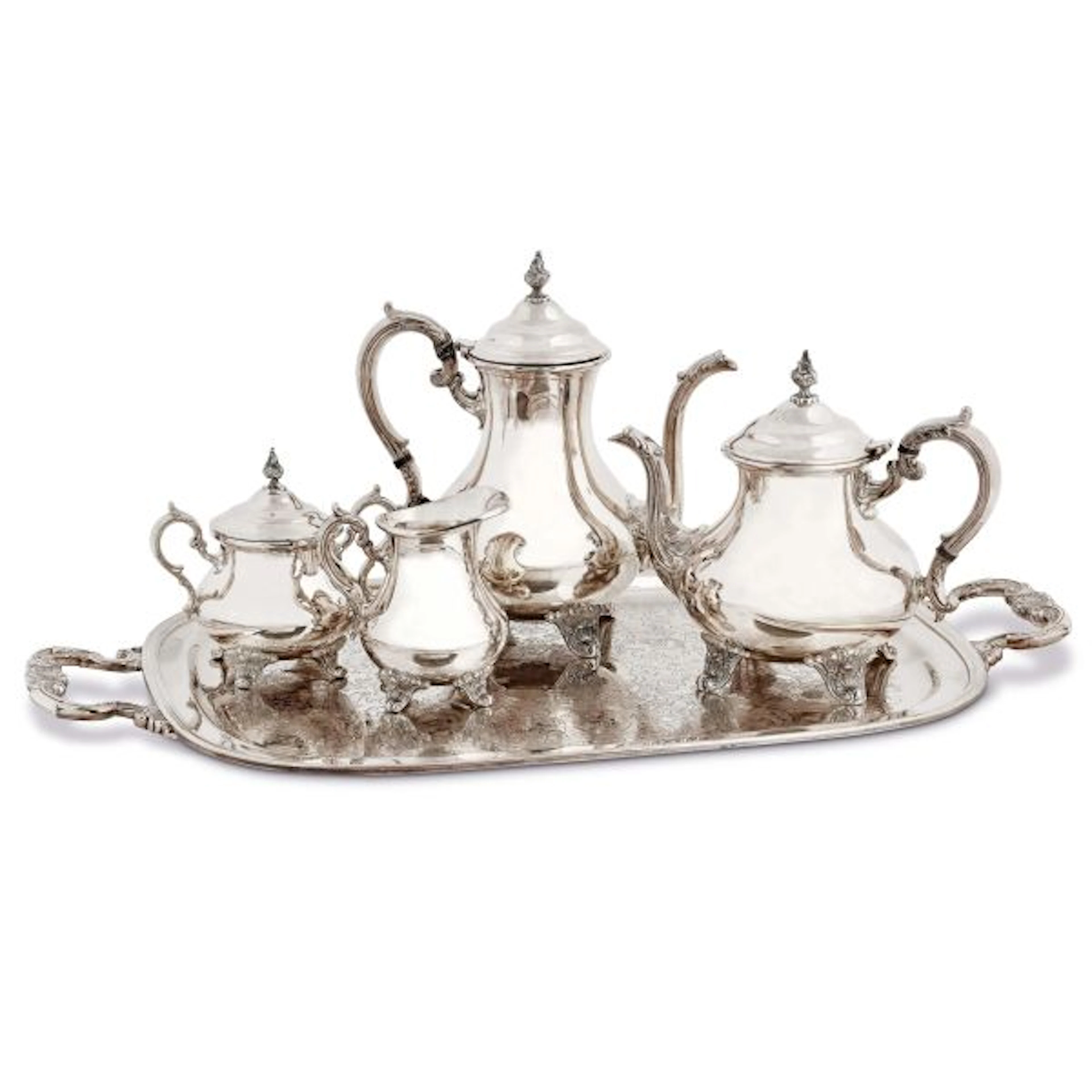 A SILVERPLATED COFFEE AND TEA SERVICE, GORHAM, 20TH CENTURY
