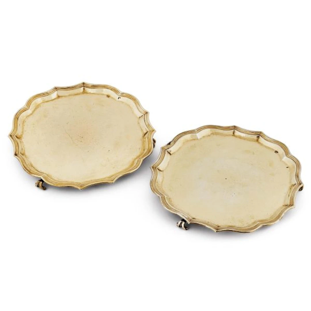 A PAIR OF SILVER-GILT SALVERS, AUGSBURG, 1737