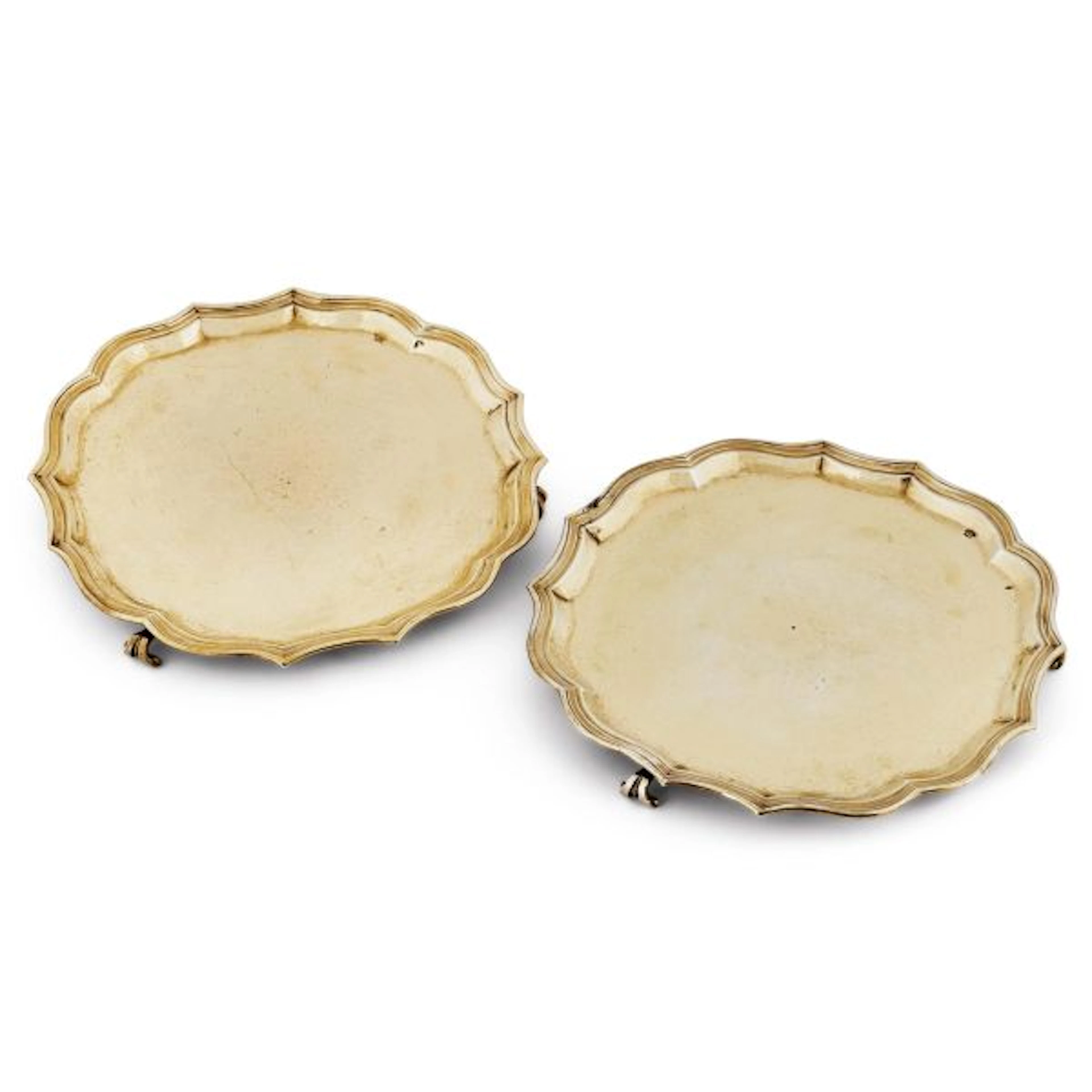 A PAIR OF SILVER-GILT SALVERS, AUGSBURG, 1737
