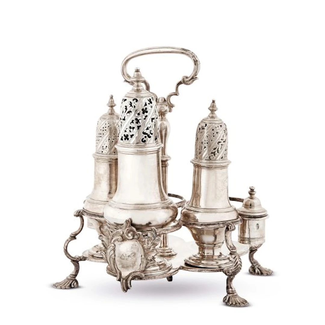 A SILVER CRUET, SAMUEL WOOD, LONDON, 1761/1762