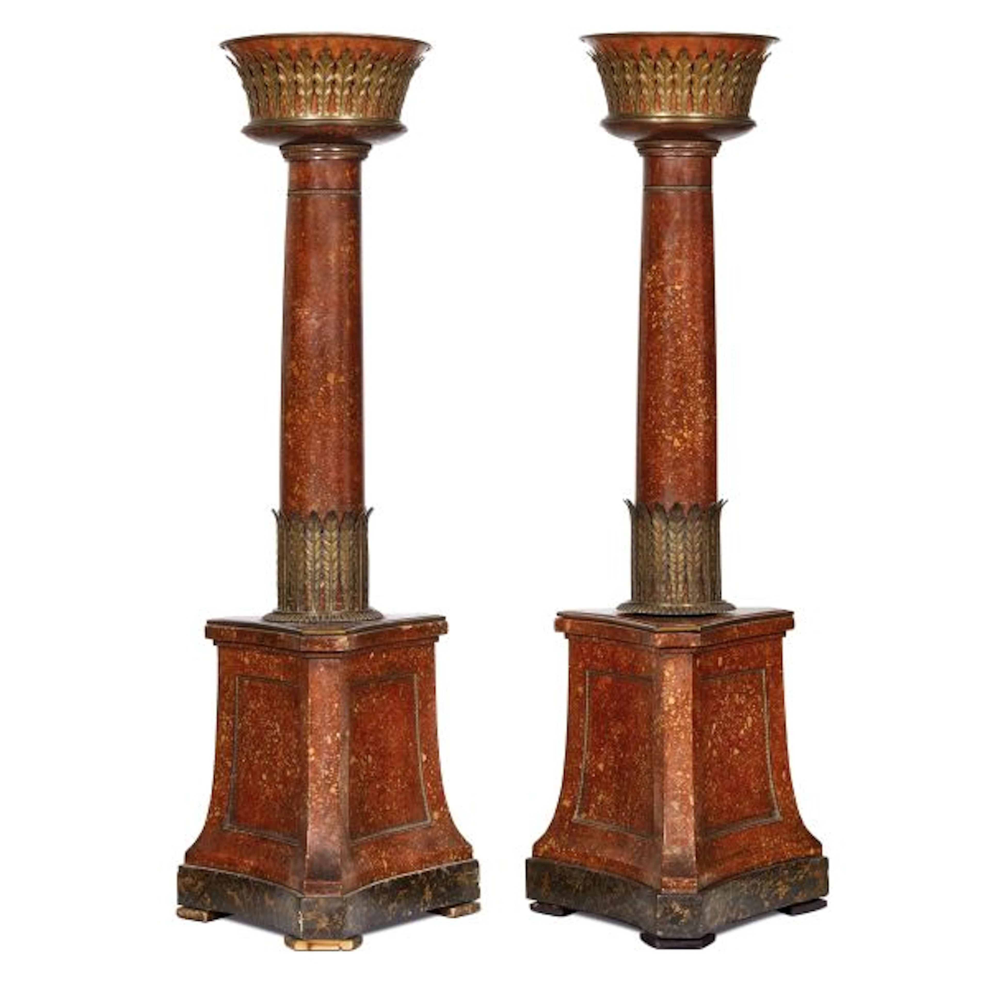A PAIR OF NORTHERN ITALY DECORATIVE COLUMNS, 19TH CENTURY